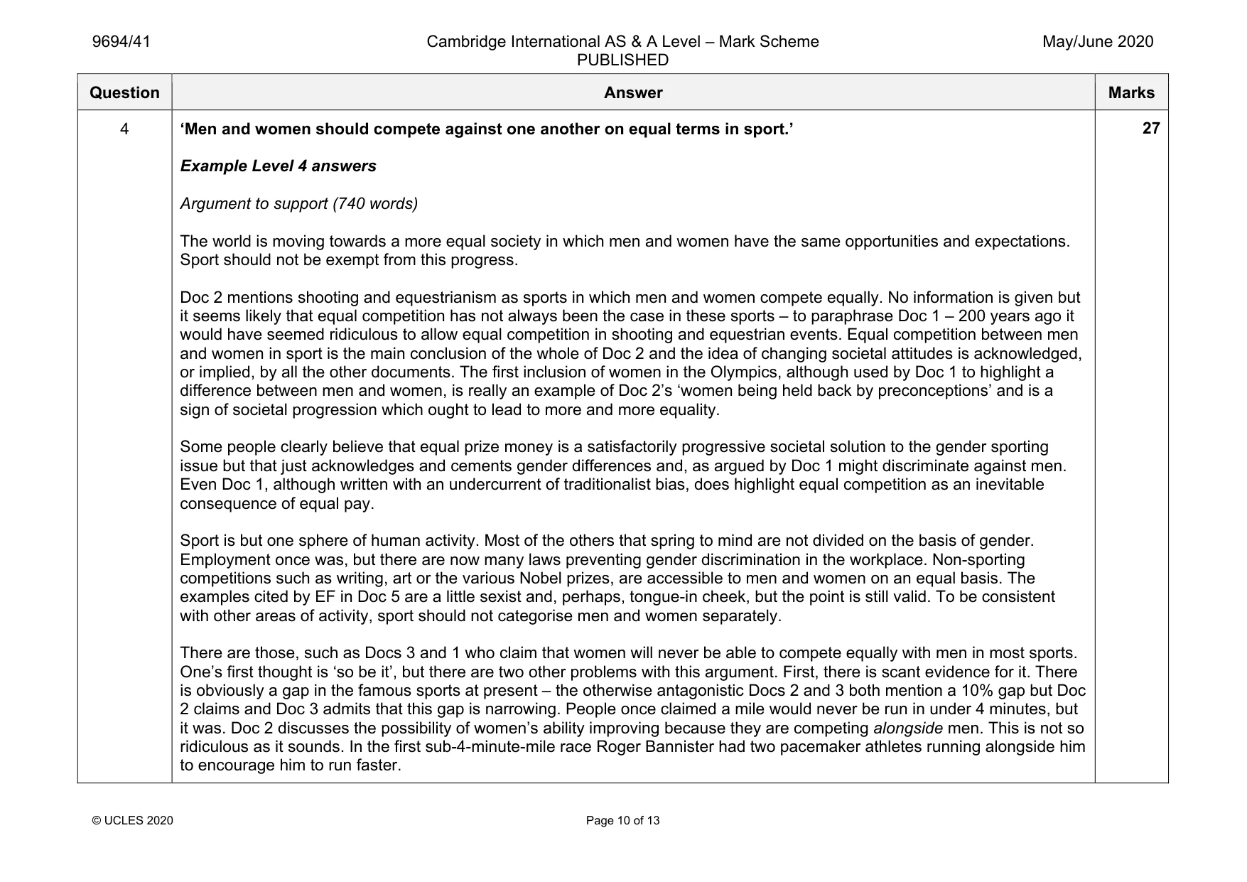Mark scheme, page 10 of 13