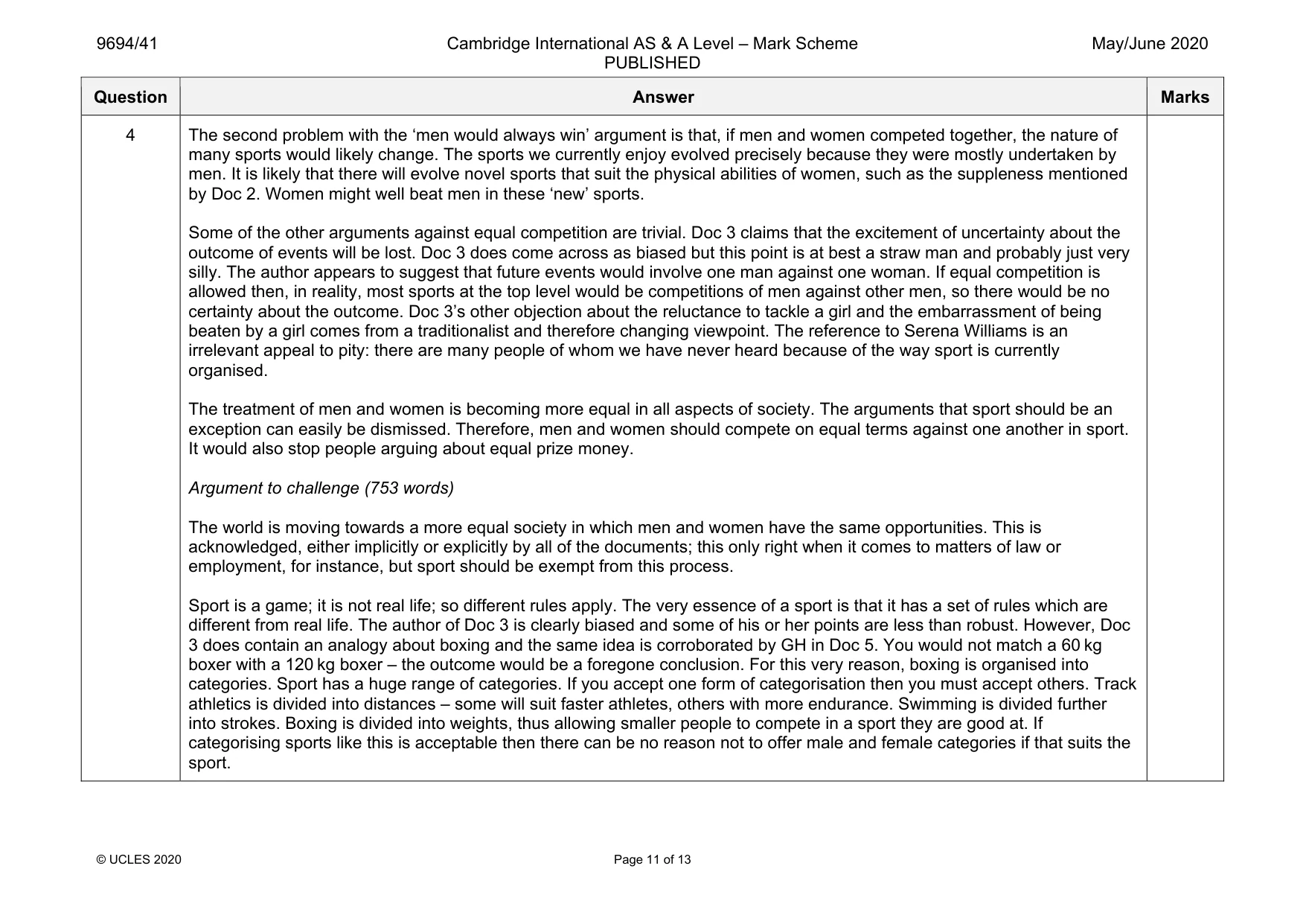 Mark scheme, page 11 of 13