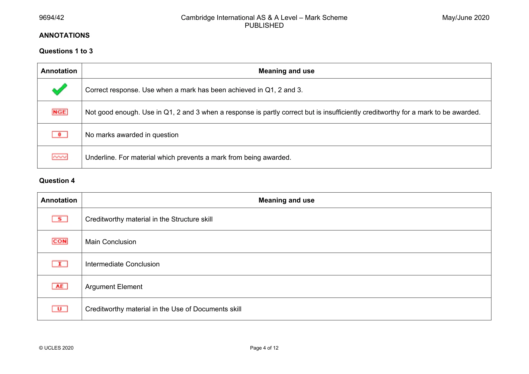 Mark scheme, page 4 of 12