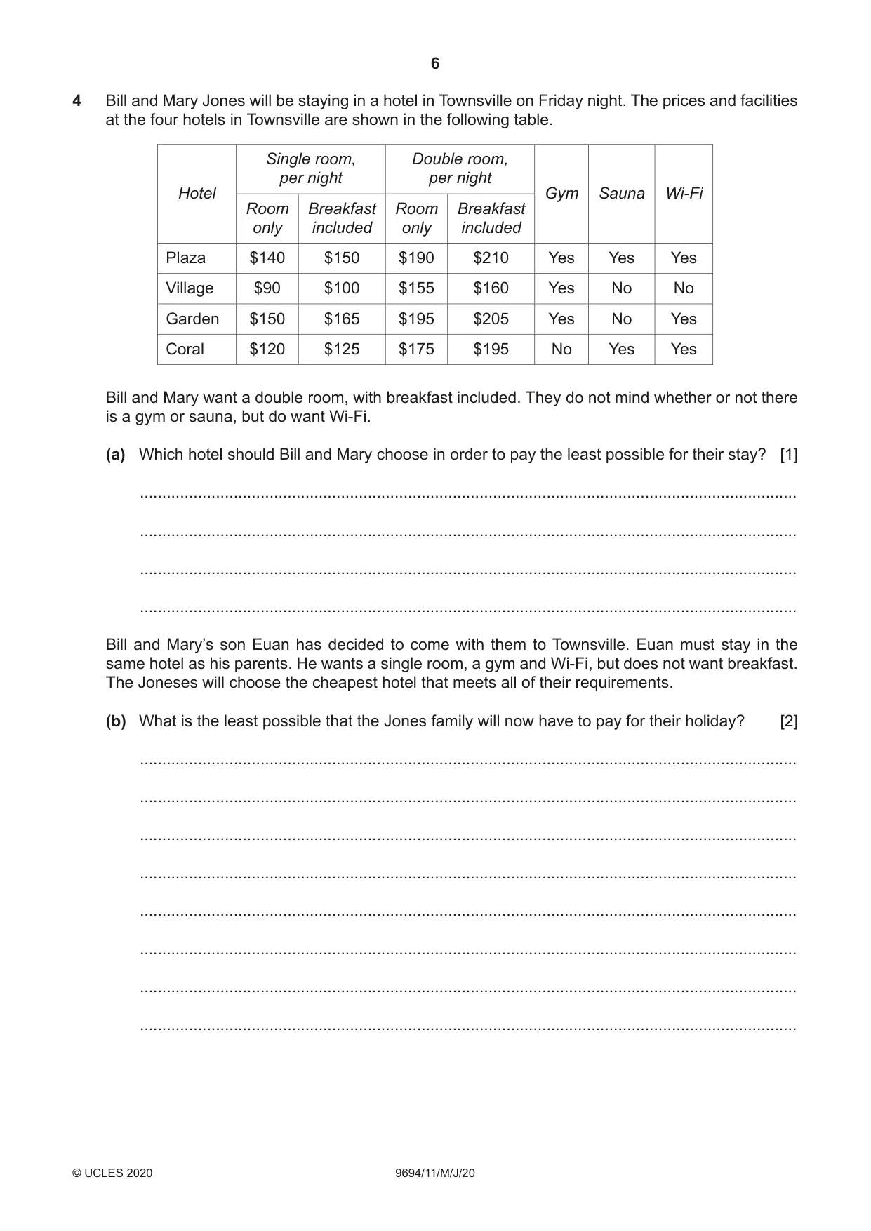 Cambridge A Level Thinking Skills 9694 2020 May/June Paper 1 · Variant 1 question paper, page 6 of 16