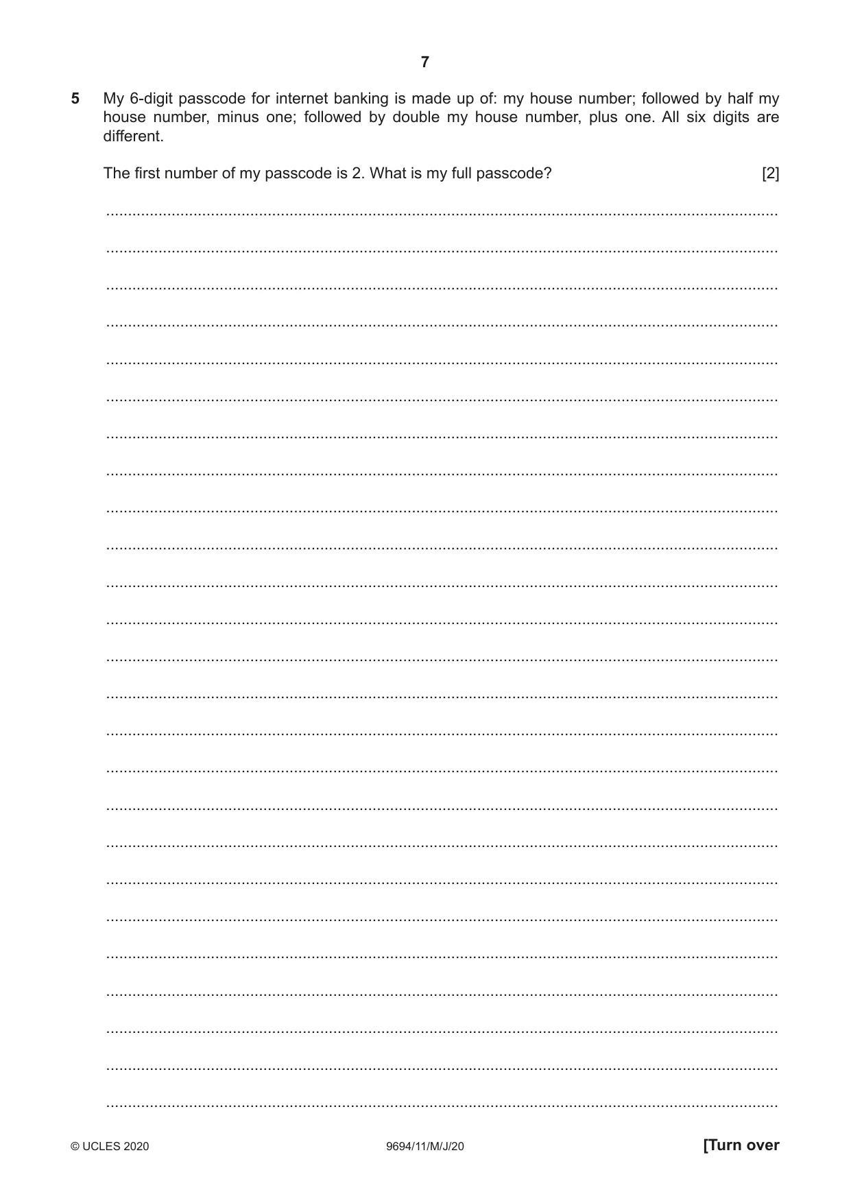 Cambridge A Level Thinking Skills 9694 2020 May/June Paper 1 · Variant 1 question paper, page 7 of 16
