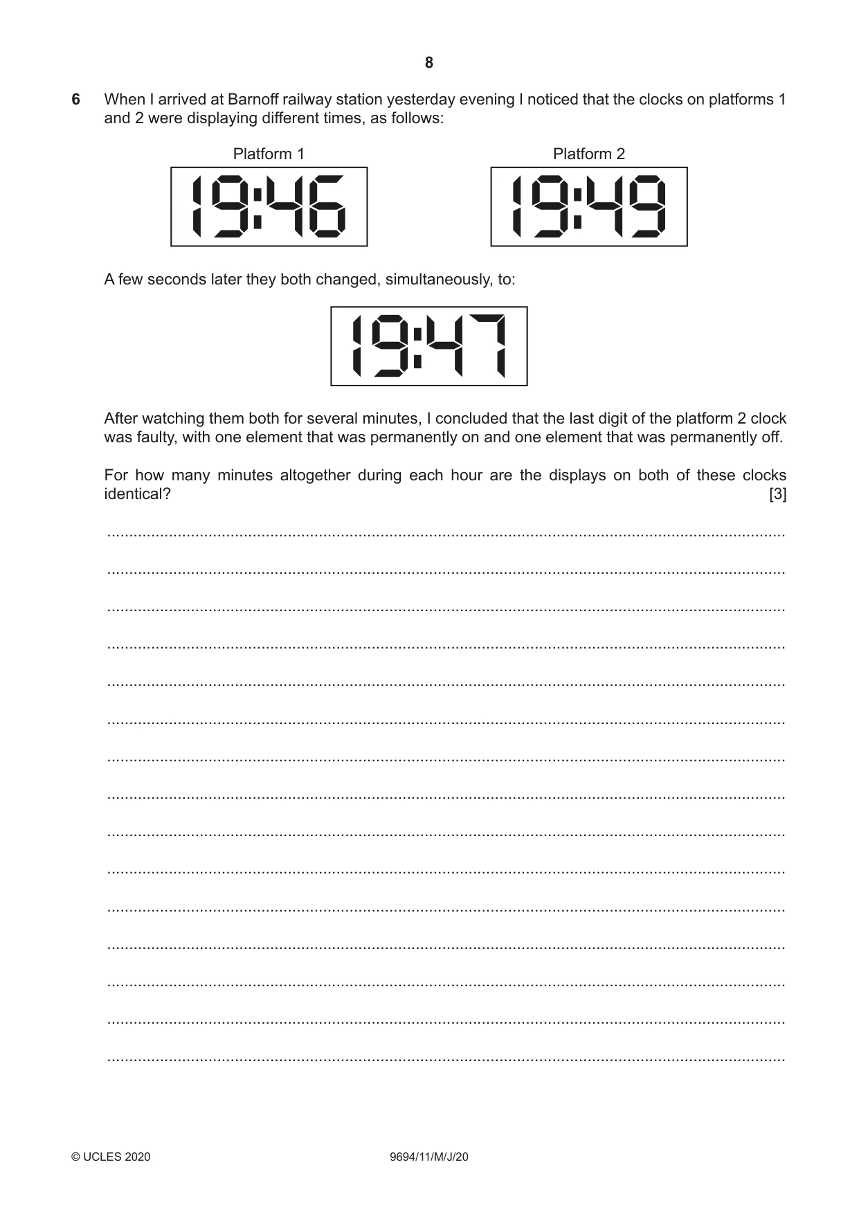Cambridge A Level Thinking Skills 9694 2020 May/June Paper 1 · Variant 1 question paper, page 8 of 16