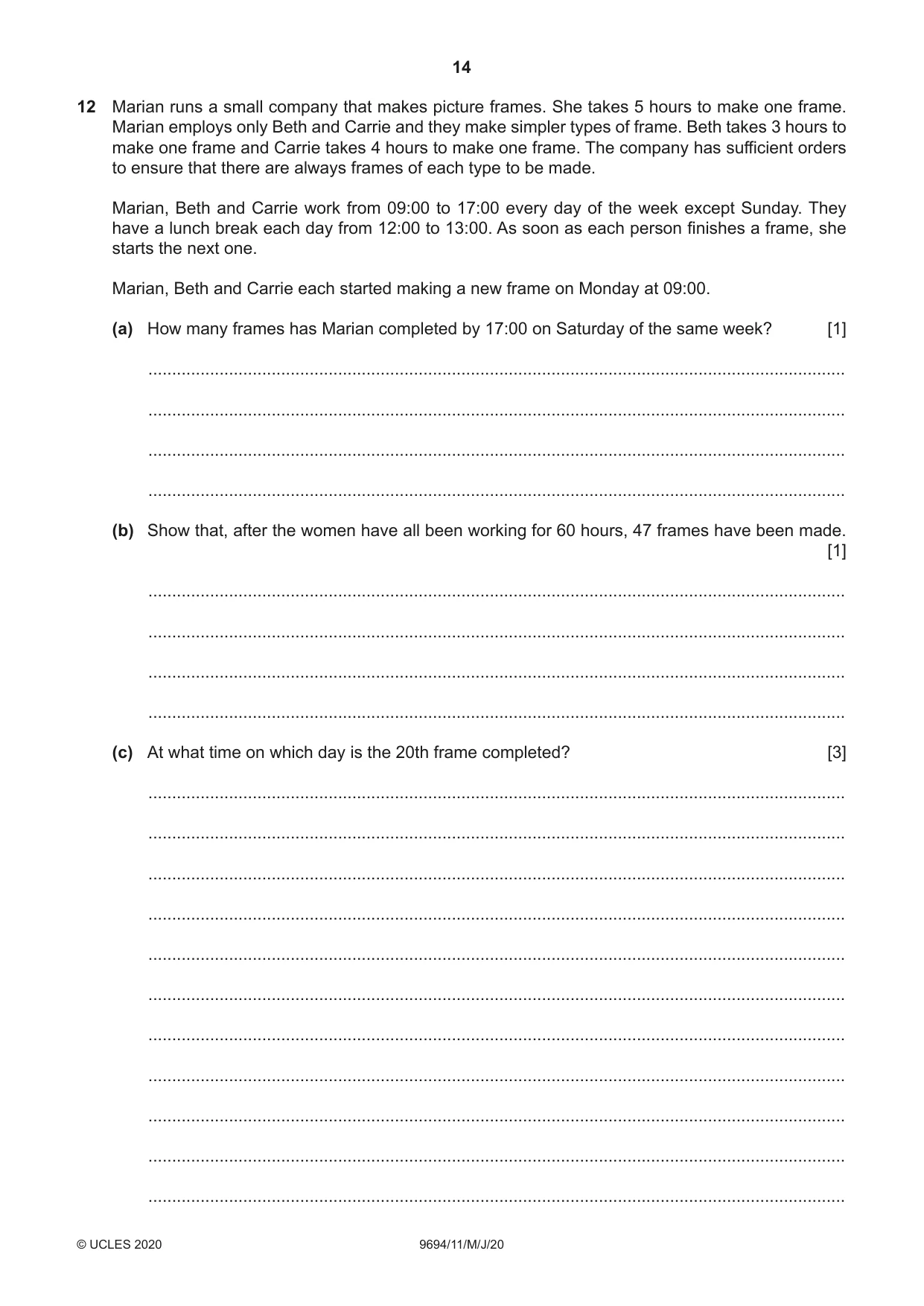 Cambridge A Level Thinking Skills 9694 2020 May/June Paper 1 · Variant 1 question paper, page 14 of 16