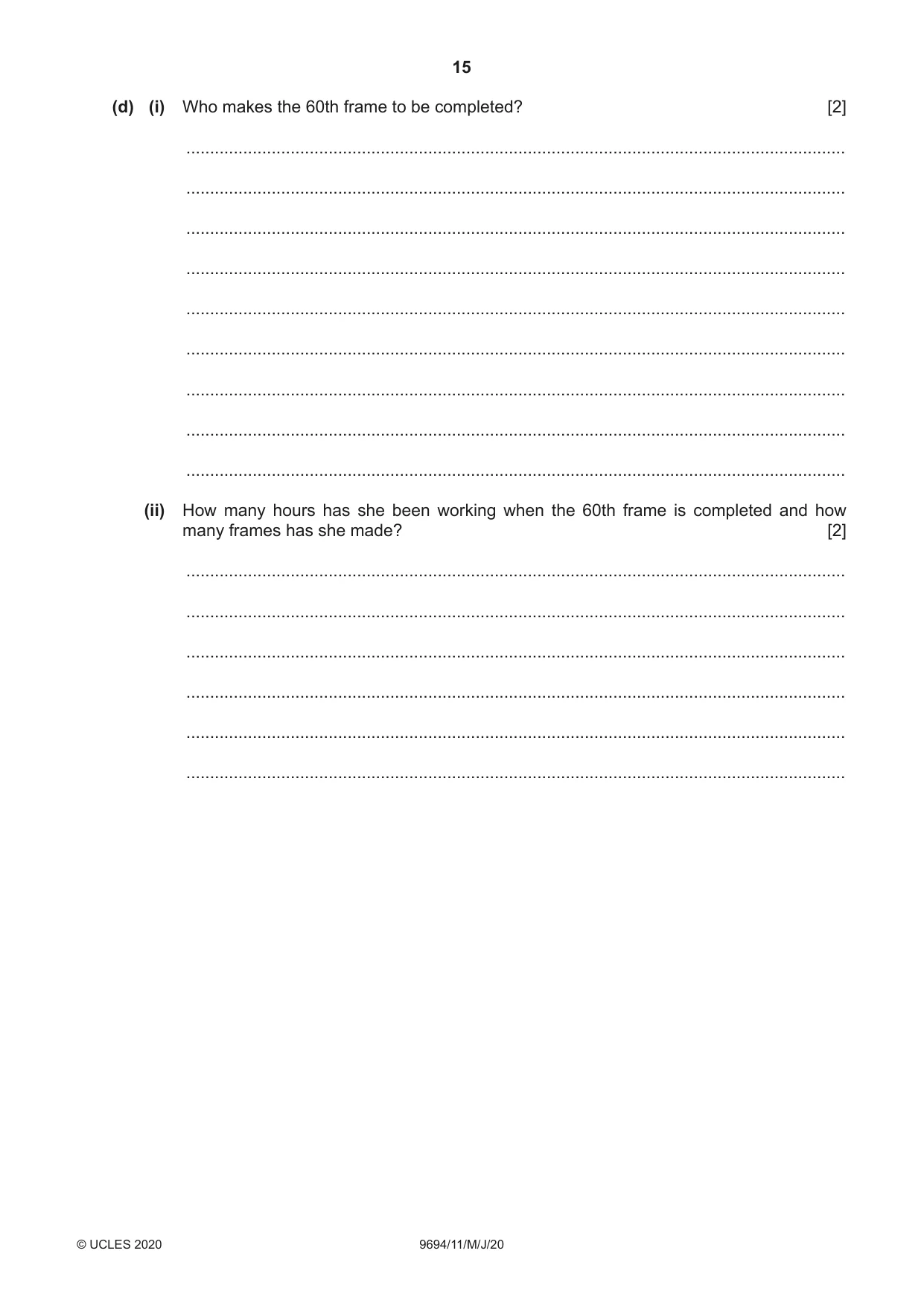 Cambridge A Level Thinking Skills 9694 2020 May/June Paper 1 · Variant 1 question paper, page 15 of 16