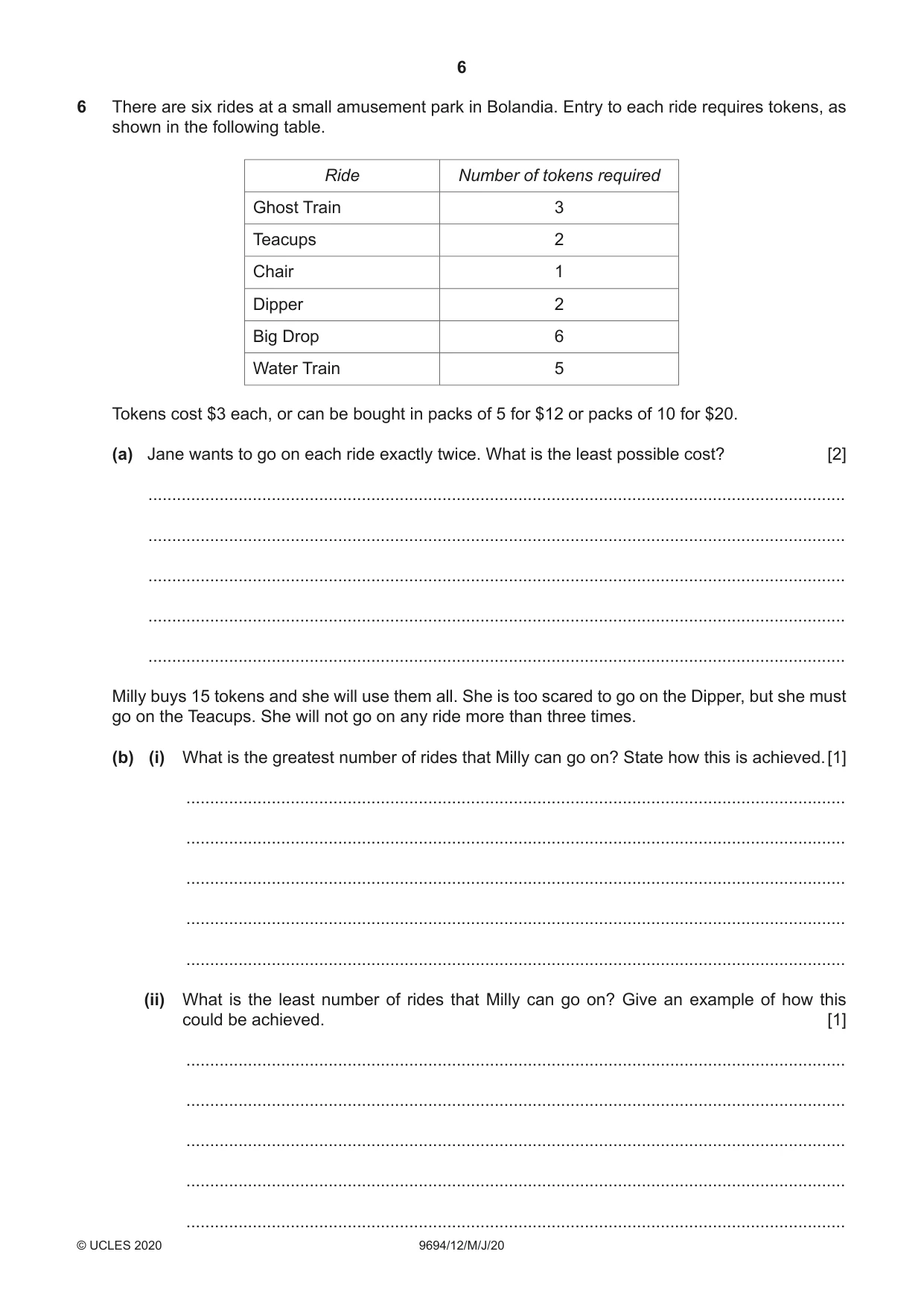 Cambridge A Level Thinking Skills 9694 2020 May/June Paper 1 · Variant 2 question paper, page 6 of 16