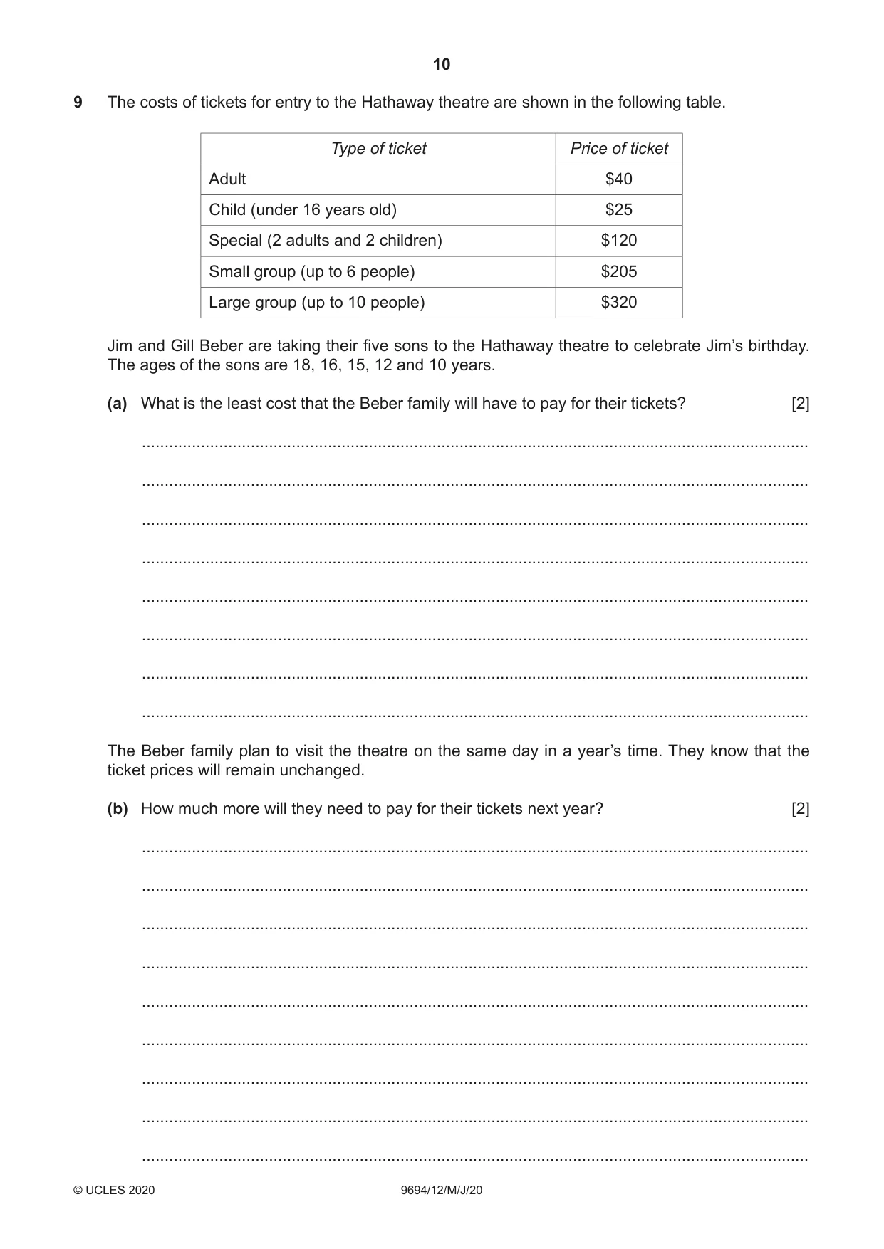 Cambridge A Level Thinking Skills 9694 2020 May/June Paper 1 · Variant 2 question paper, page 10 of 16