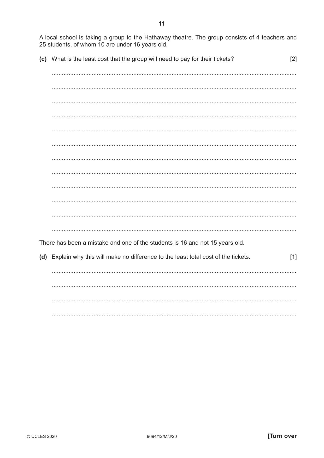 Cambridge A Level Thinking Skills 9694 2020 May/June Paper 1 · Variant 2 question paper, page 11 of 16