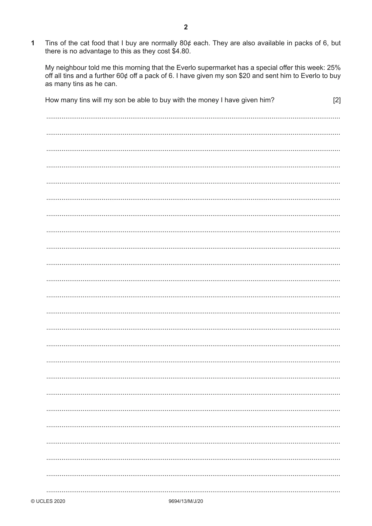 Cambridge A Level Thinking Skills 9694 2020 May/June Paper 1 · Variant 3 question paper, page 2 of 16