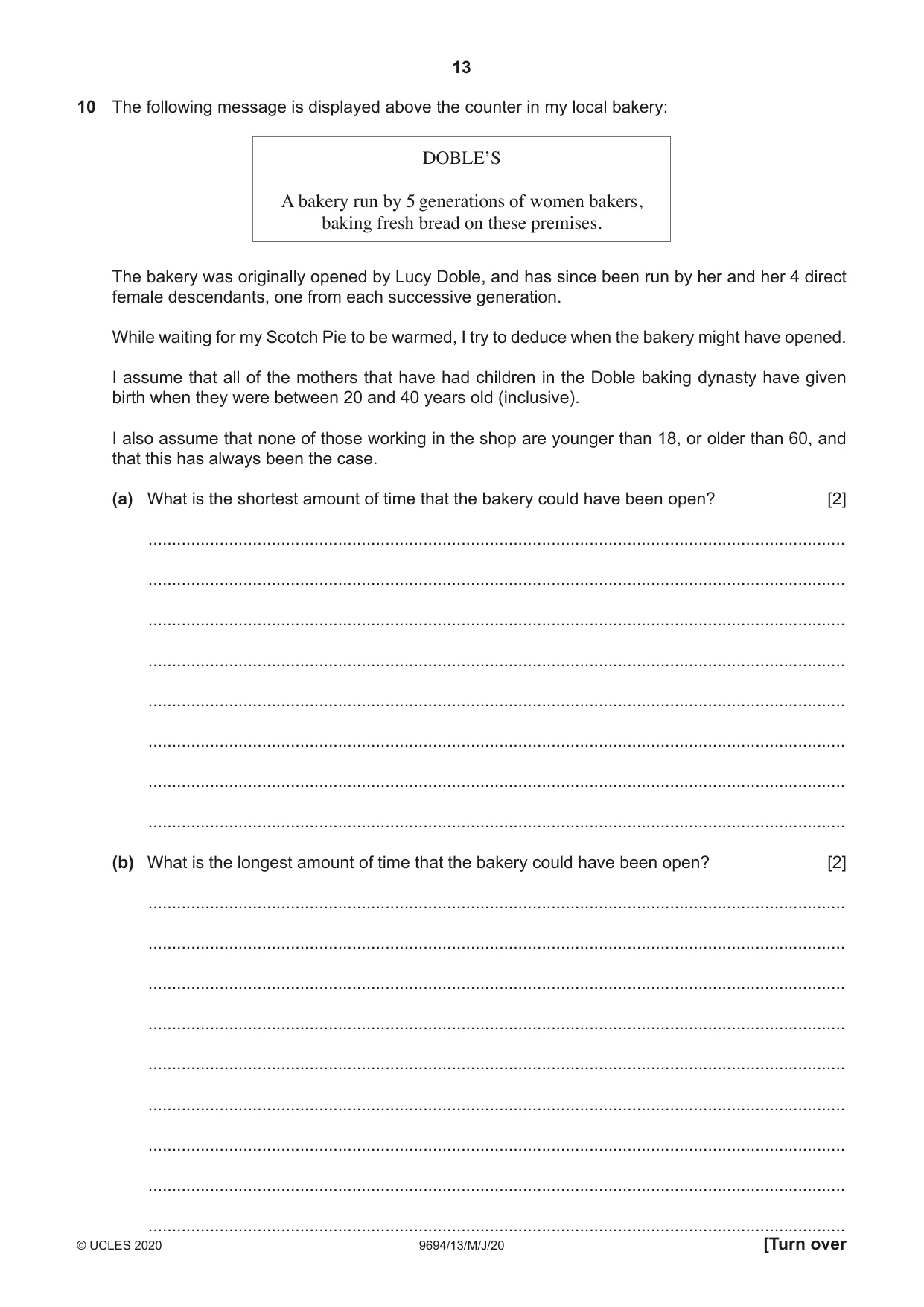 Cambridge A Level Thinking Skills 9694 2020 May/June Paper 1 · Variant 3 question paper, page 13 of 16