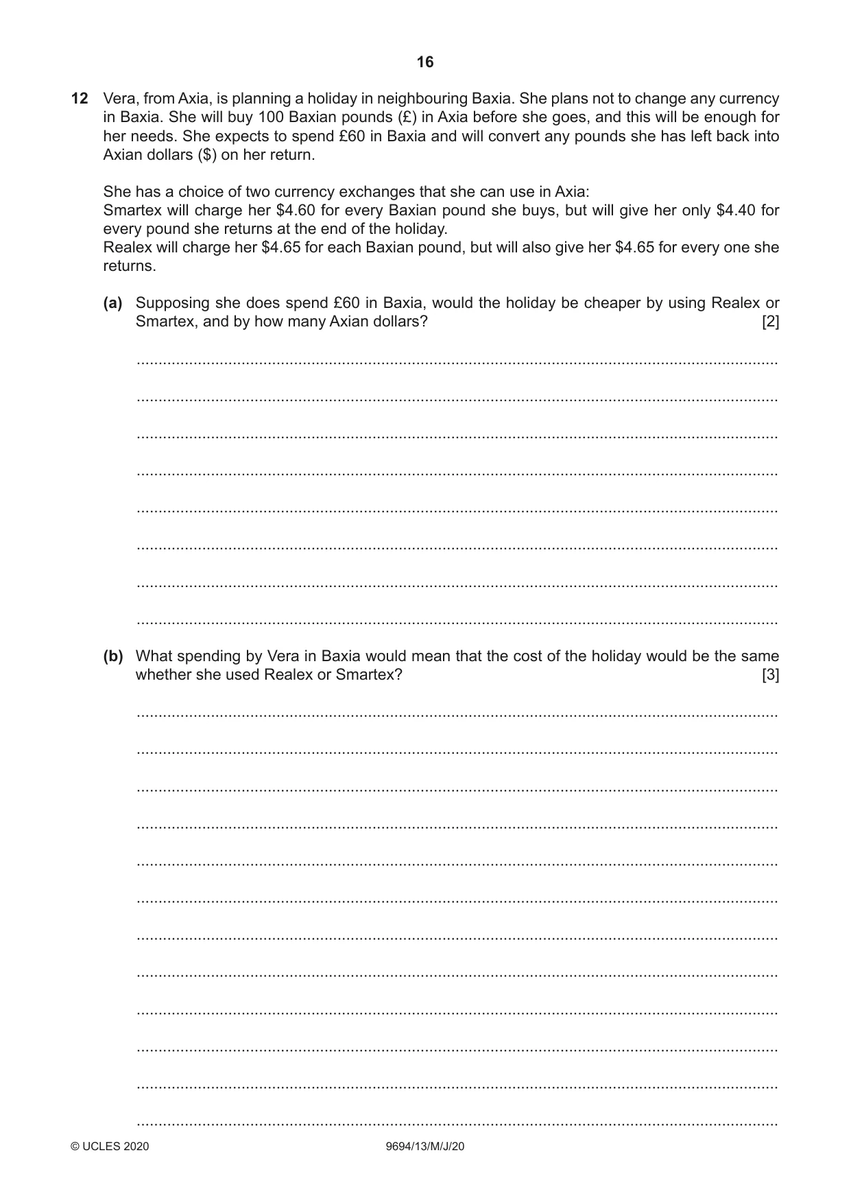 Cambridge A Level Thinking Skills 9694 2020 May/June Paper 1 · Variant 3 question paper, page 16 of 16