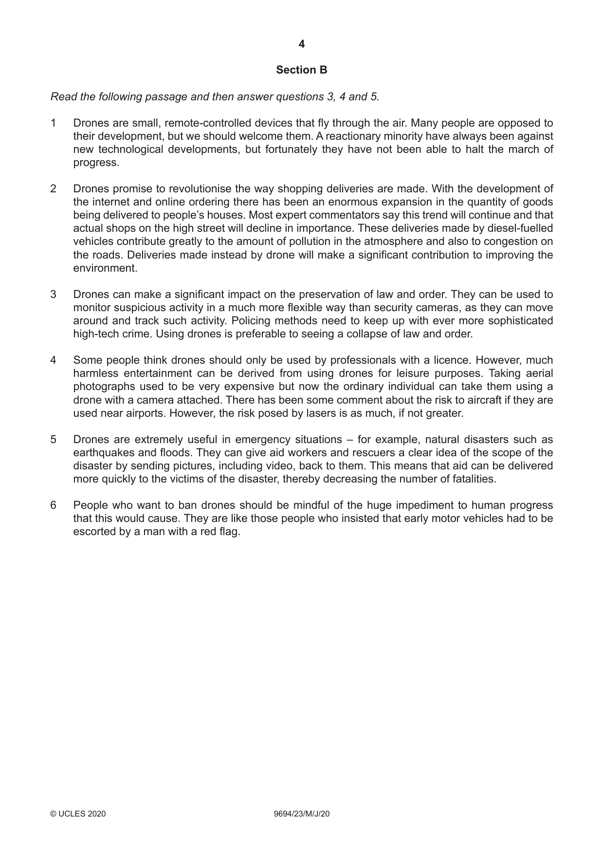Cambridge A Level Thinking Skills 9694 2020 May/June Paper 2 · Variant 3 question paper, page 4 of 8