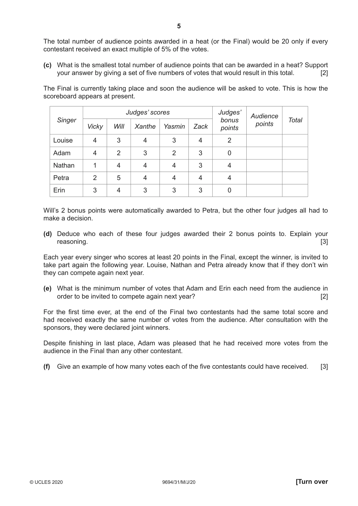 Cambridge A Level Thinking Skills 9694 2020 May/June Paper 3 · Variant 1 question paper, page 5 of 8