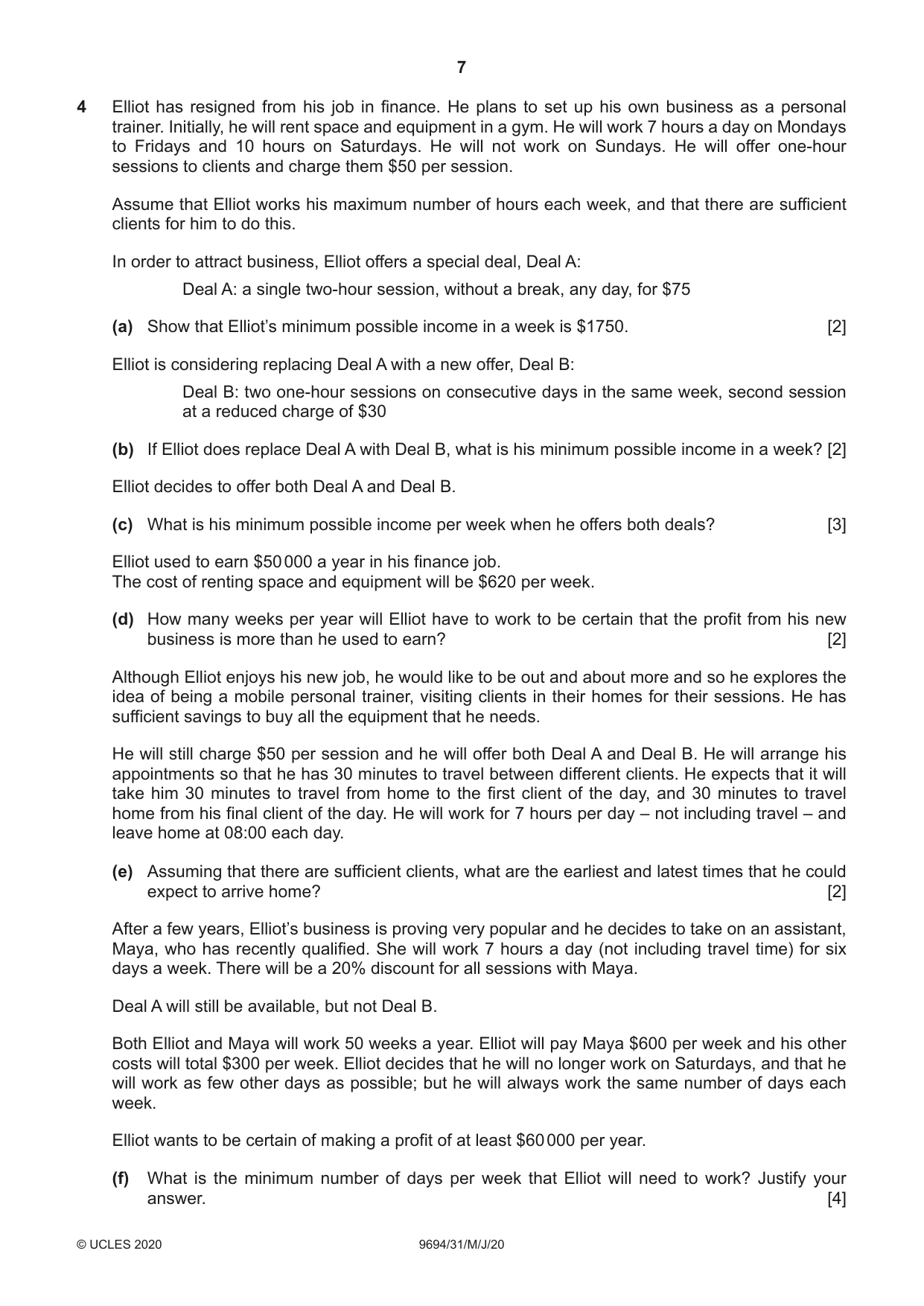Cambridge A Level Thinking Skills 9694 2020 May/June Paper 3 · Variant 1 question paper, page 7 of 8