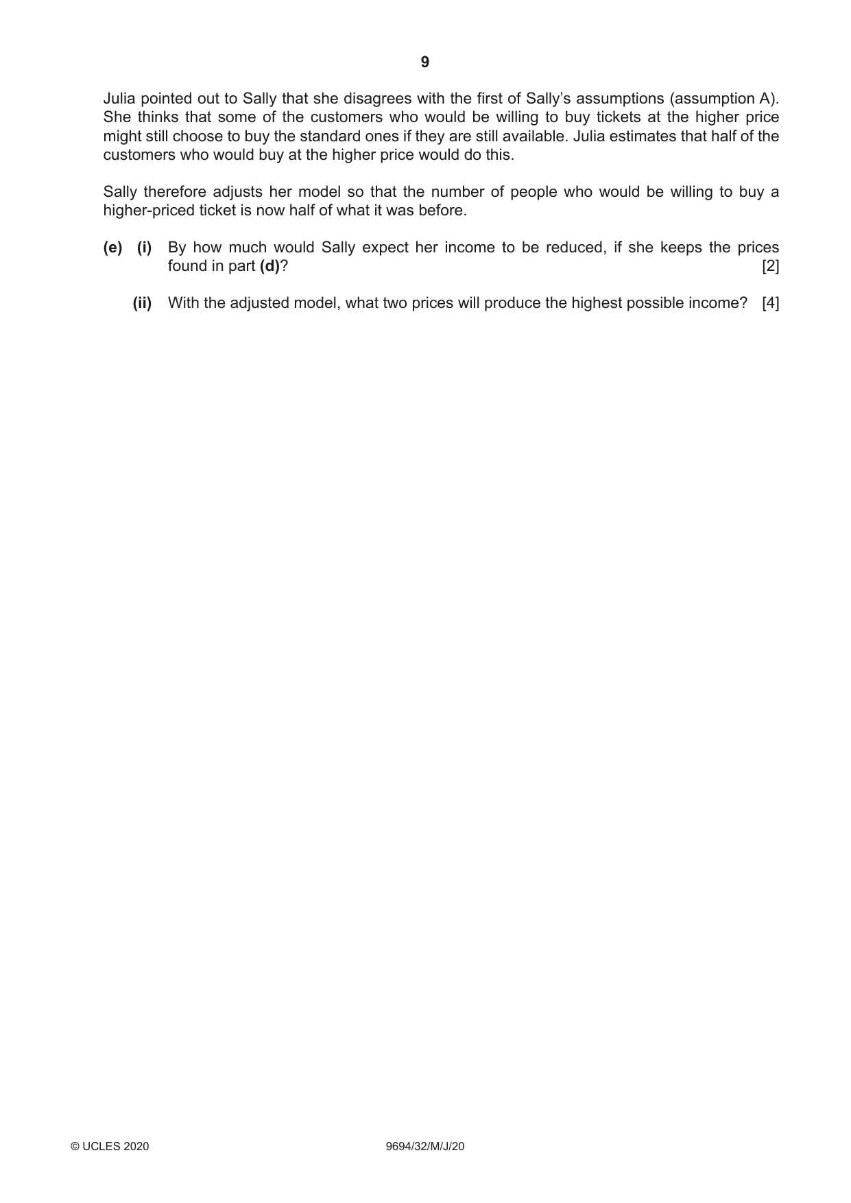 Cambridge A Level Thinking Skills 9694 2020 May/June Paper 3 · Variant 2 question paper, page 9 of 12