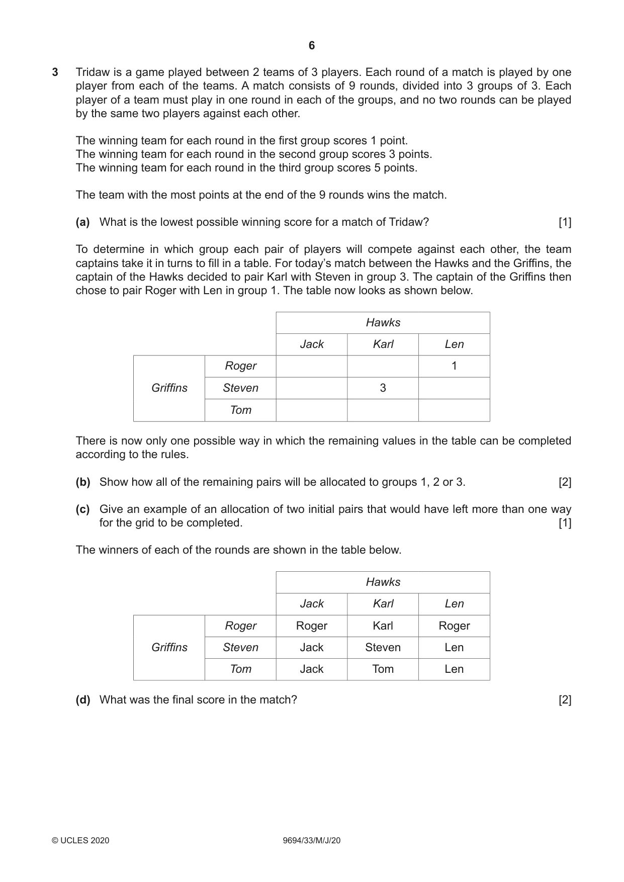 Cambridge A Level Thinking Skills 9694 2020 May/June Paper 3 · Variant 3 question paper, page 6 of 12