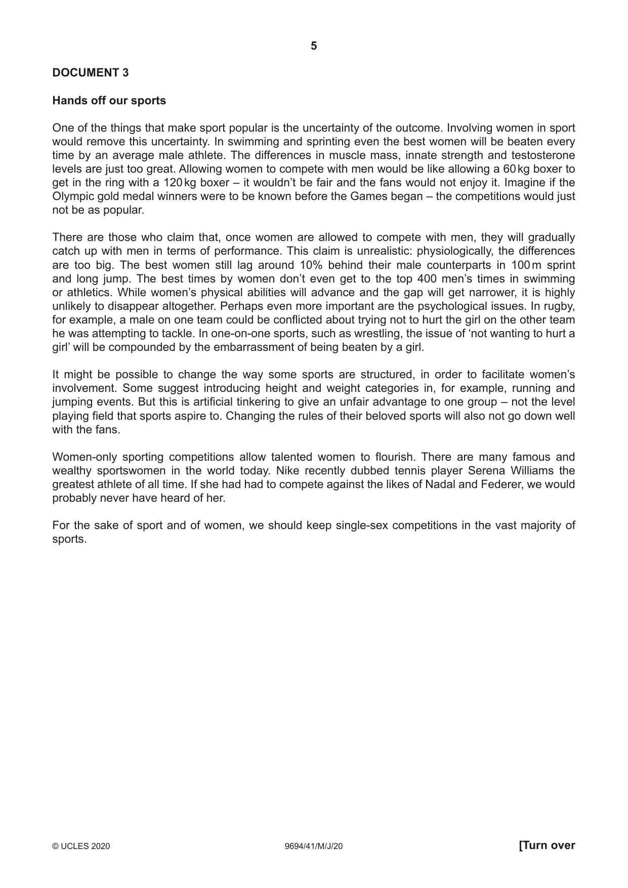 Cambridge A Level Thinking Skills 9694 2020 May/June Paper 4 · Variant 1 question paper, page 5 of 8