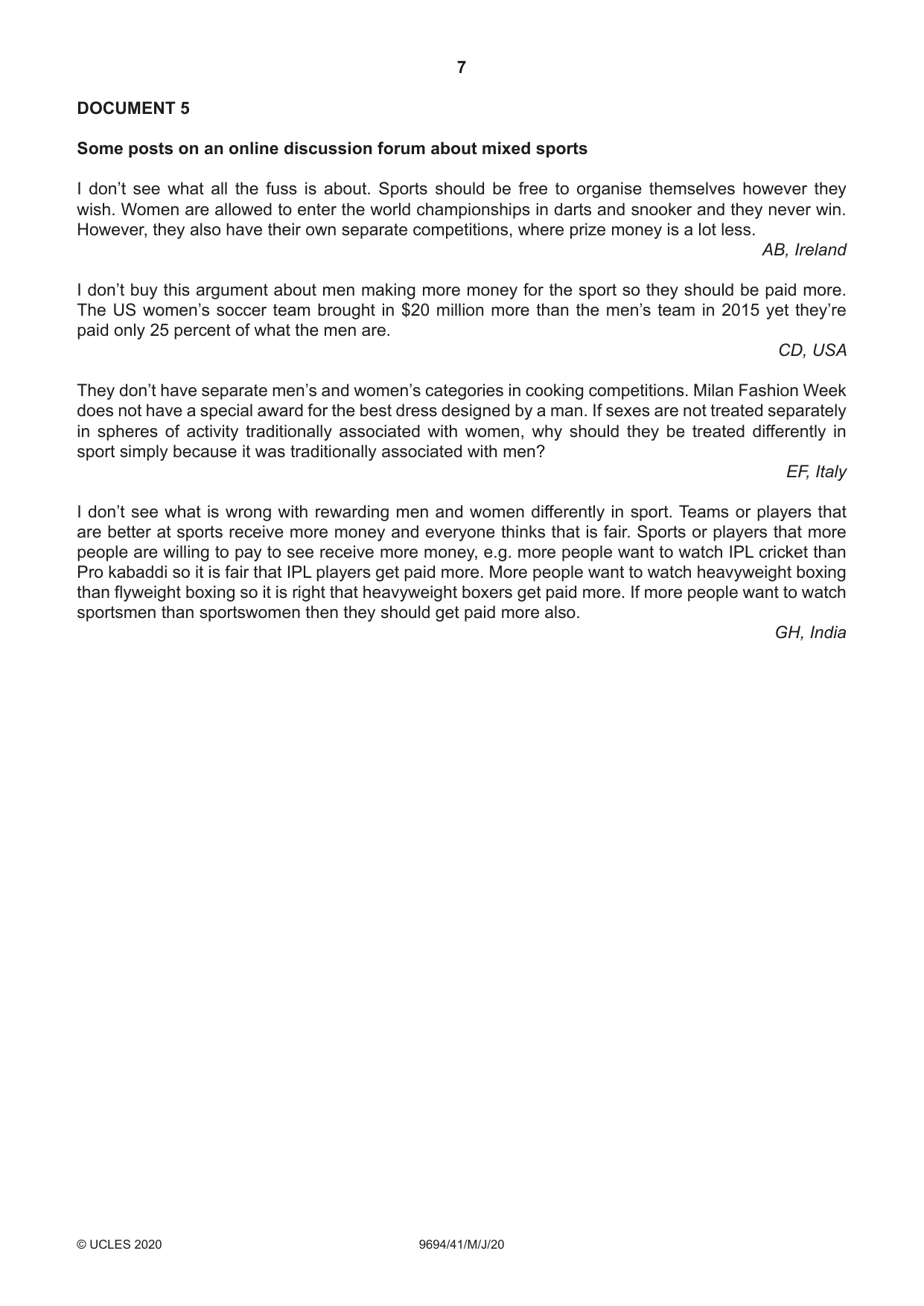 Cambridge A Level Thinking Skills 9694 2020 May/June Paper 4 · Variant 1 question paper, page 7 of 8
