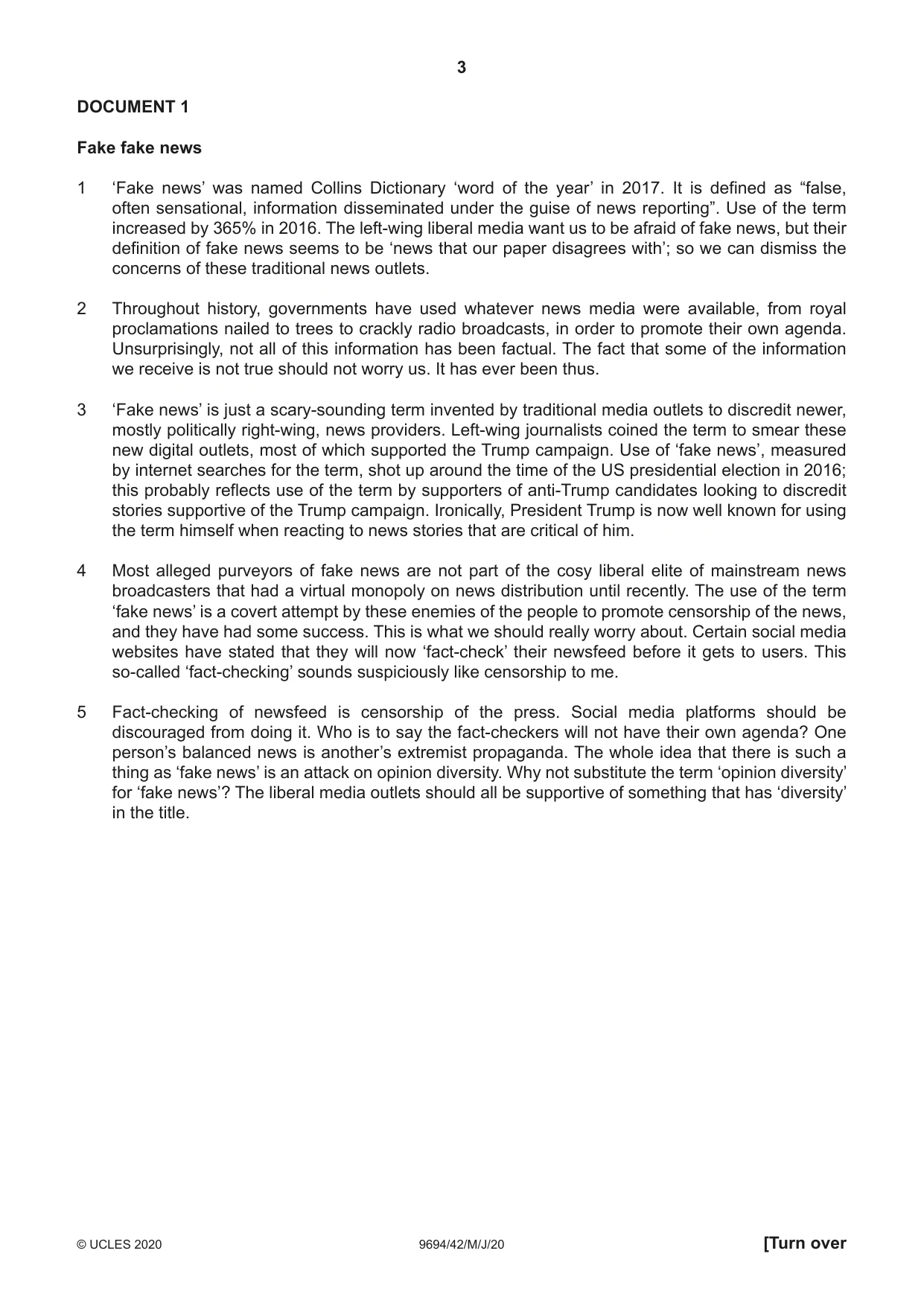 Cambridge A Level Thinking Skills 9694 2020 May/June Paper 4 · Variant 2 question paper, page 3 of 8
