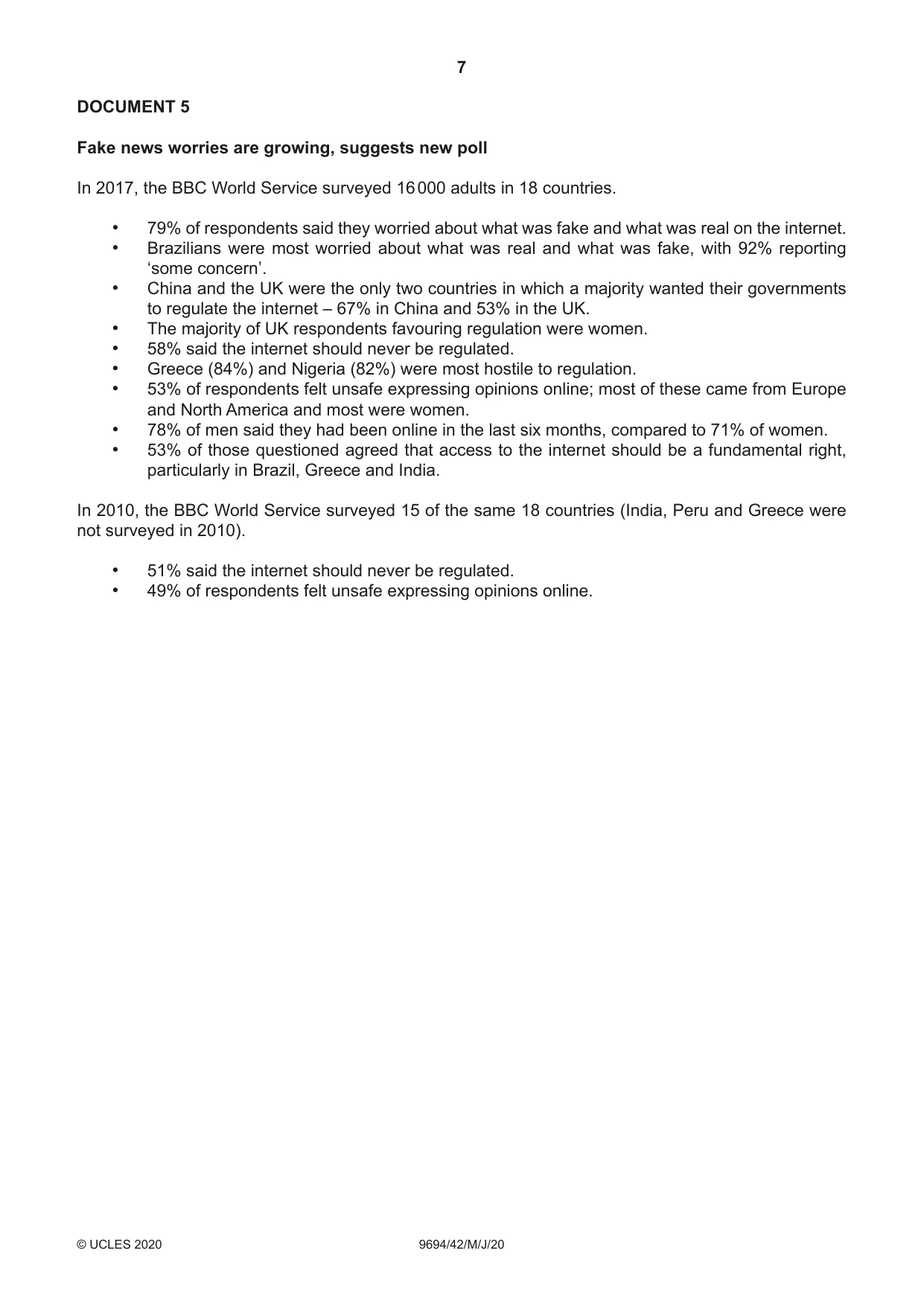 Cambridge A Level Thinking Skills 9694 2020 May/June Paper 4 · Variant 2 question paper, page 7 of 8