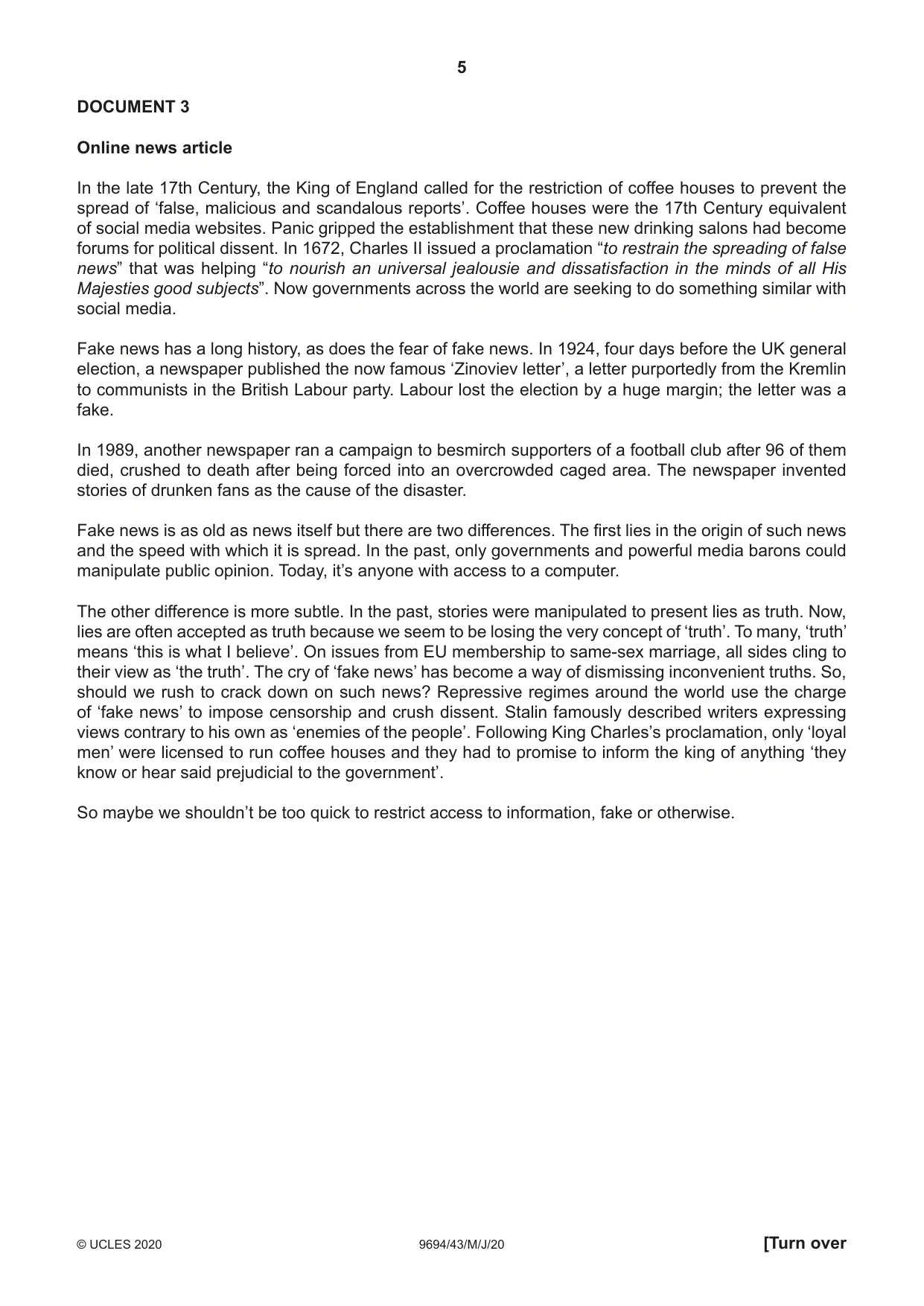 Cambridge A Level Thinking Skills 9694 2020 May/June Paper 4 · Variant 3 question paper, page 5 of 8