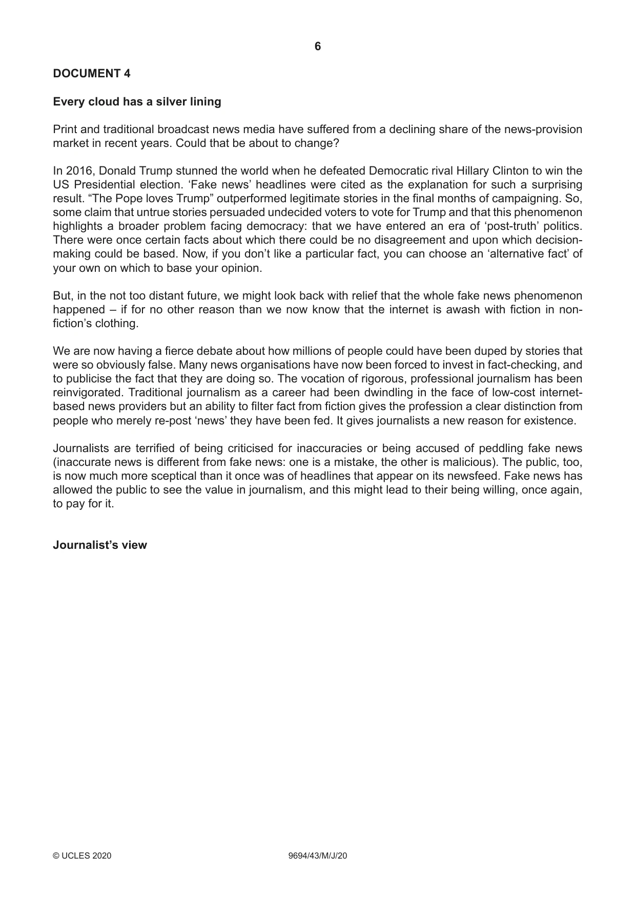 Cambridge A Level Thinking Skills 9694 2020 May/June Paper 4 · Variant 3 question paper, page 6 of 8