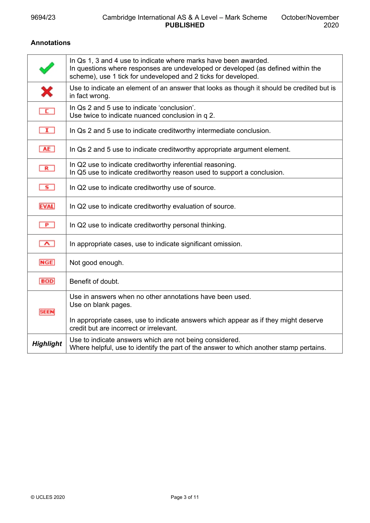 Mark scheme, page 3 of 11