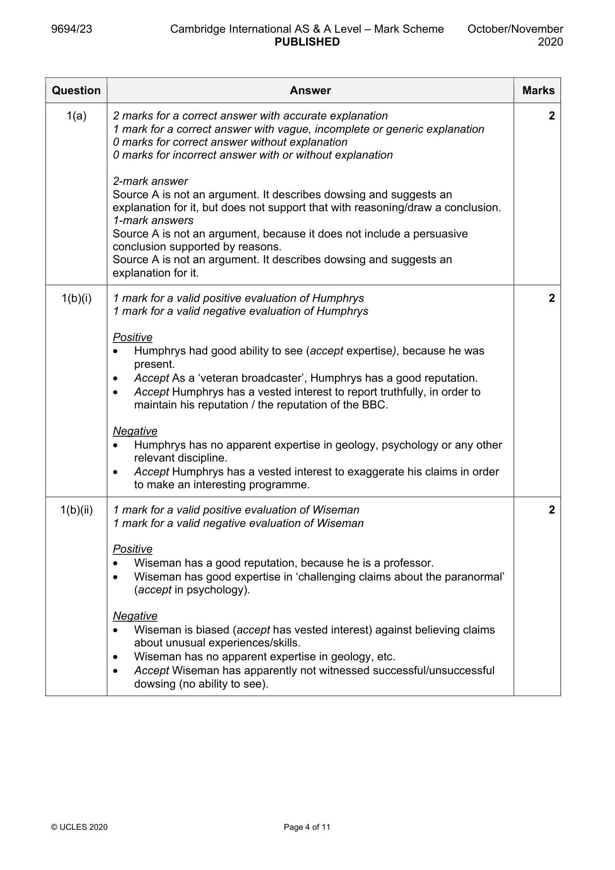 Mark scheme, page 4 of 11