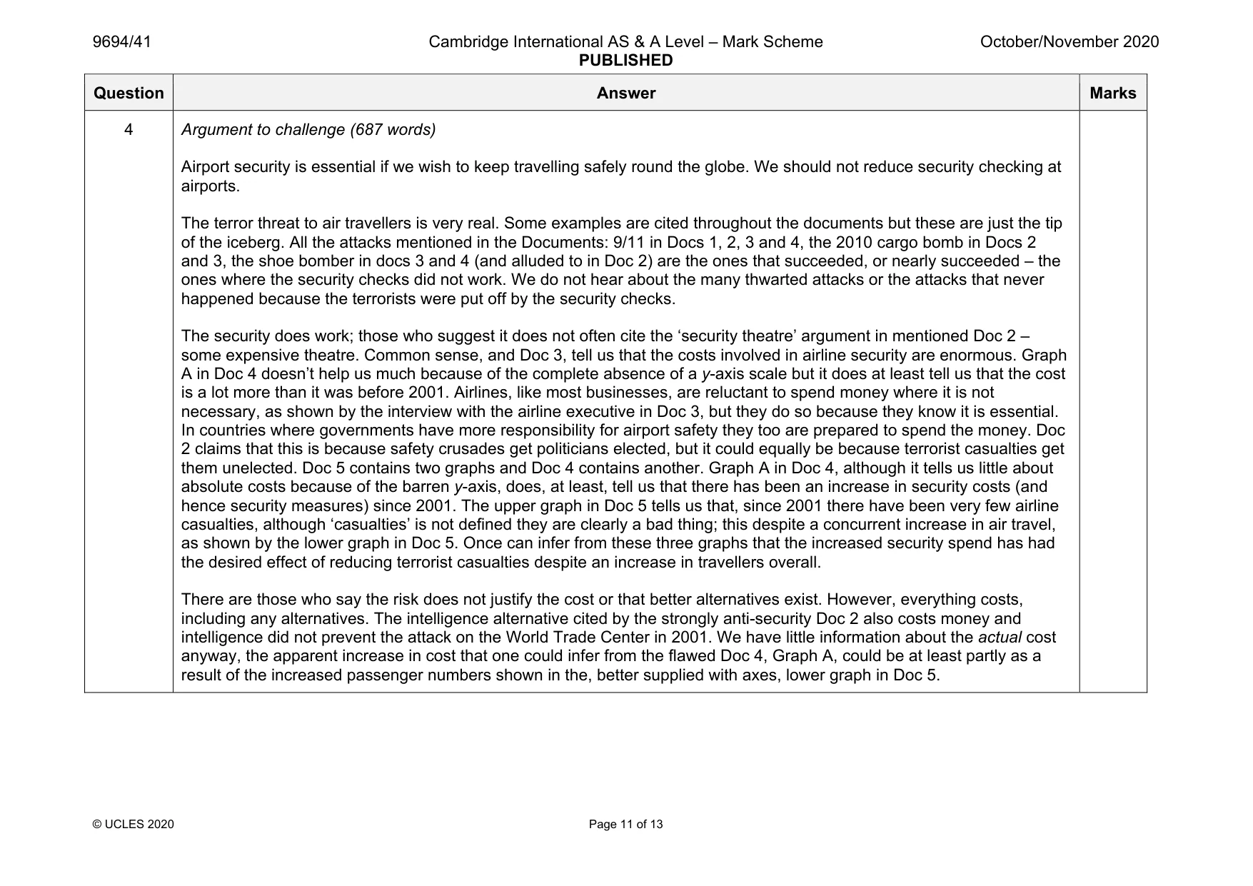 Mark scheme, page 11 of 13