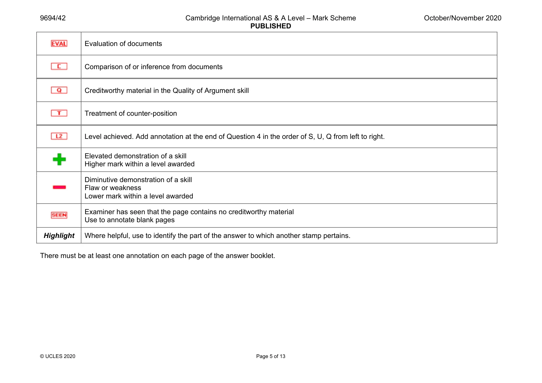 Mark scheme, page 5 of 13