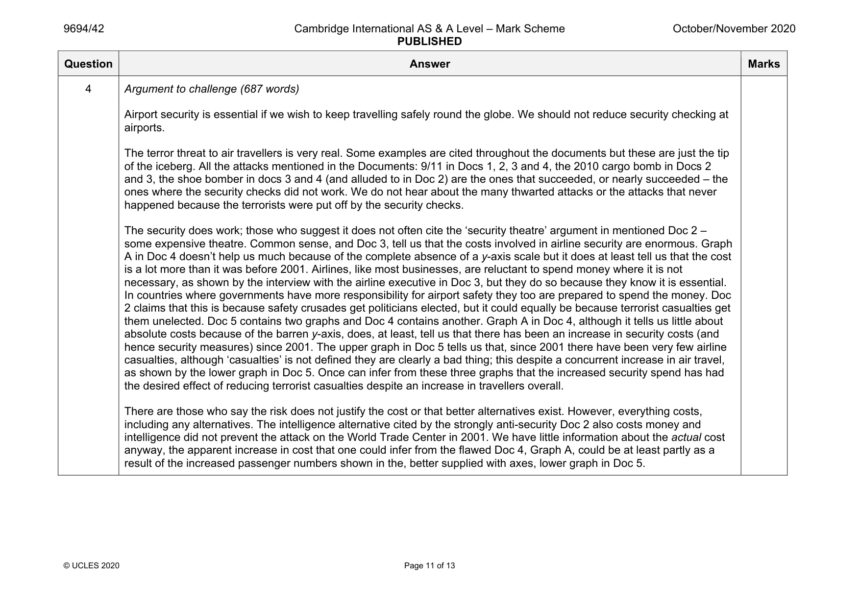Mark scheme, page 11 of 13