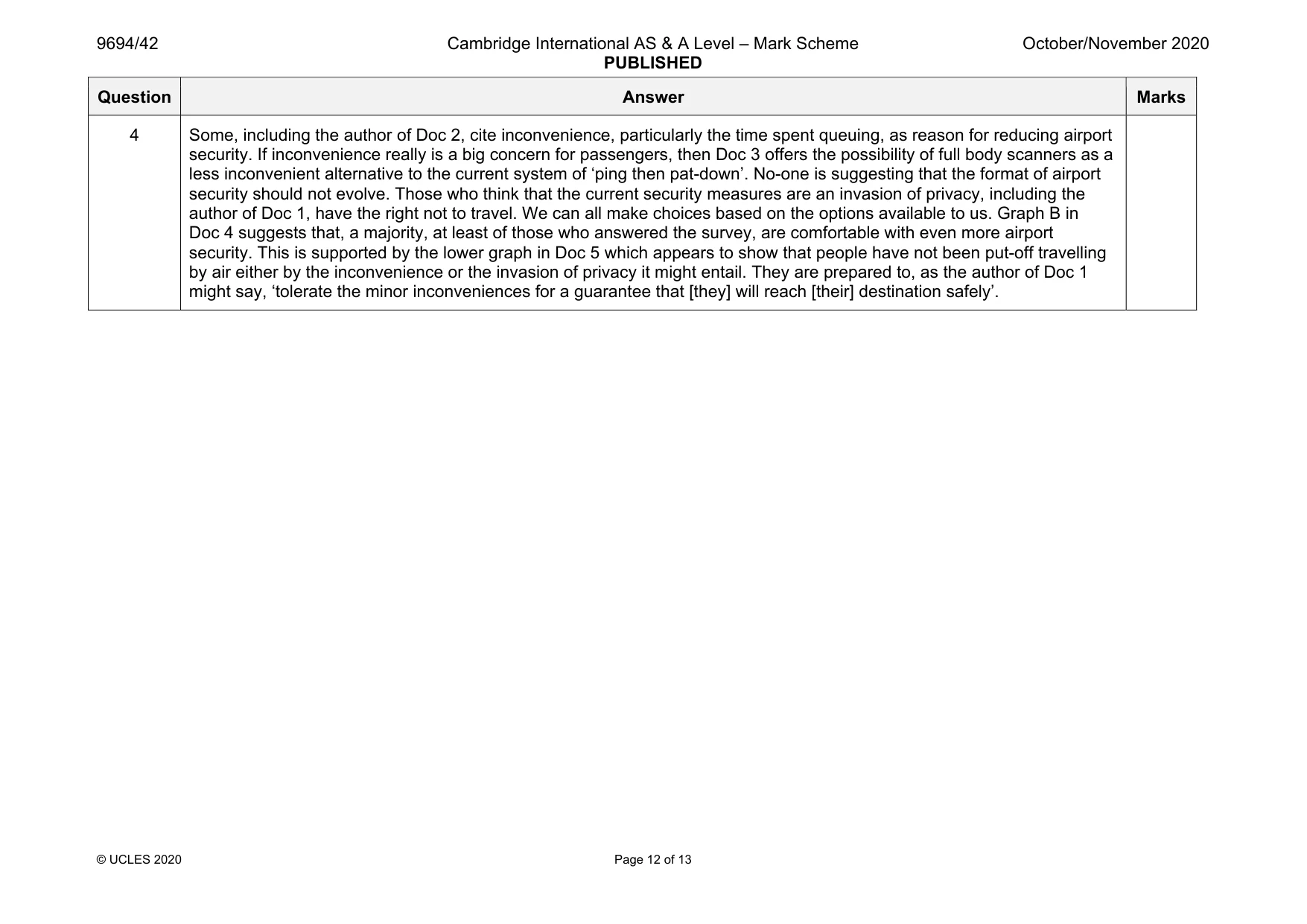 Mark scheme, page 12 of 13
