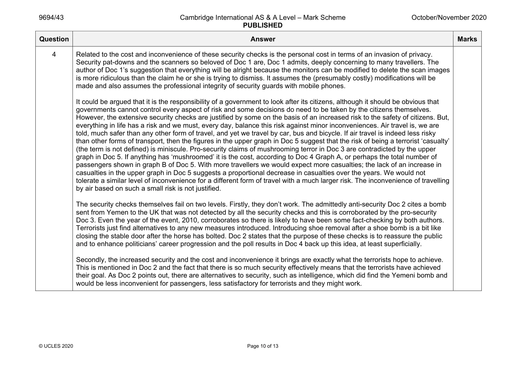 Mark scheme, page 10 of 13