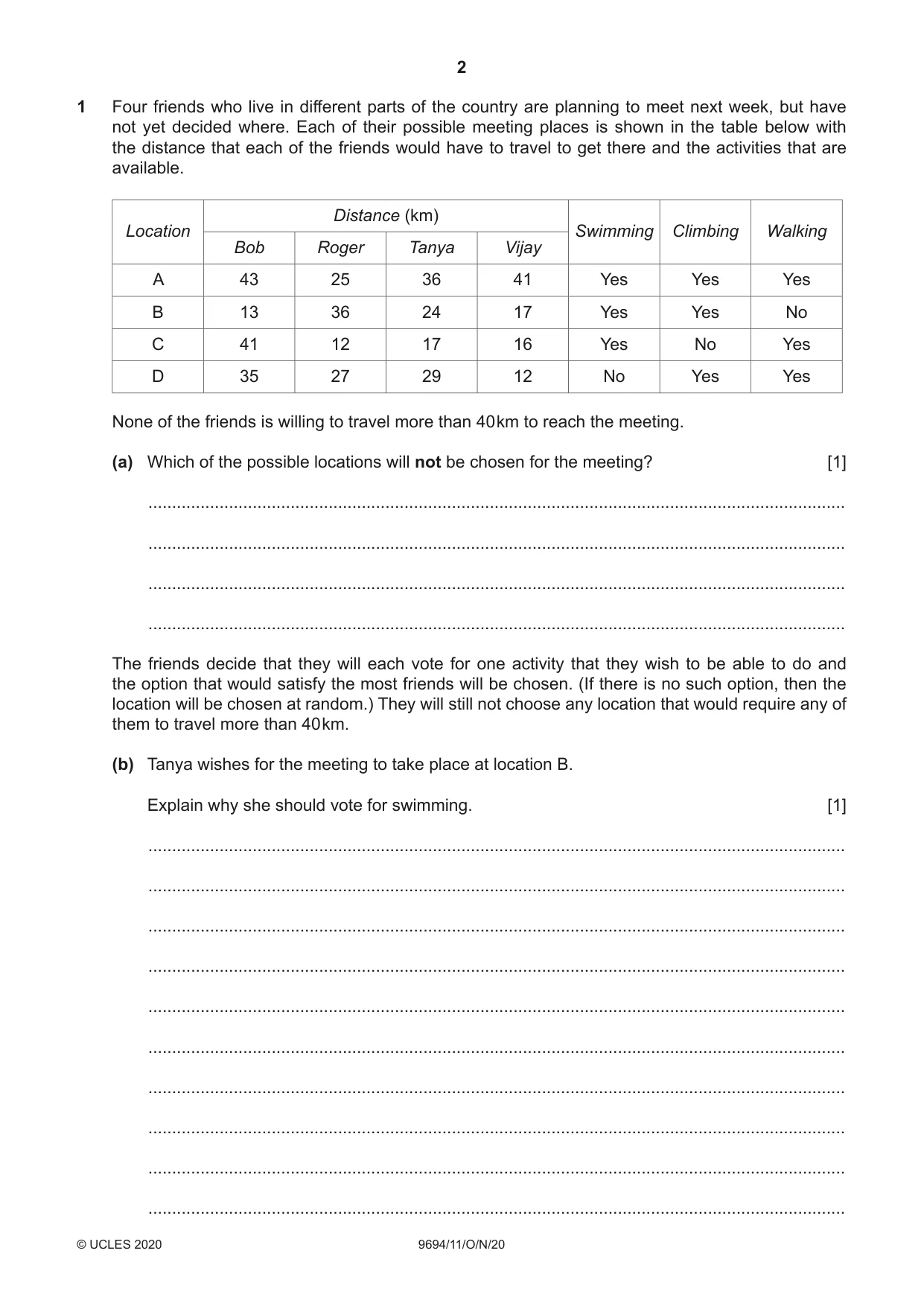 Cambridge A Level Thinking Skills 9694 2020 Oct/Nov Paper 1 · Variant 1 question paper, page 2 of 16