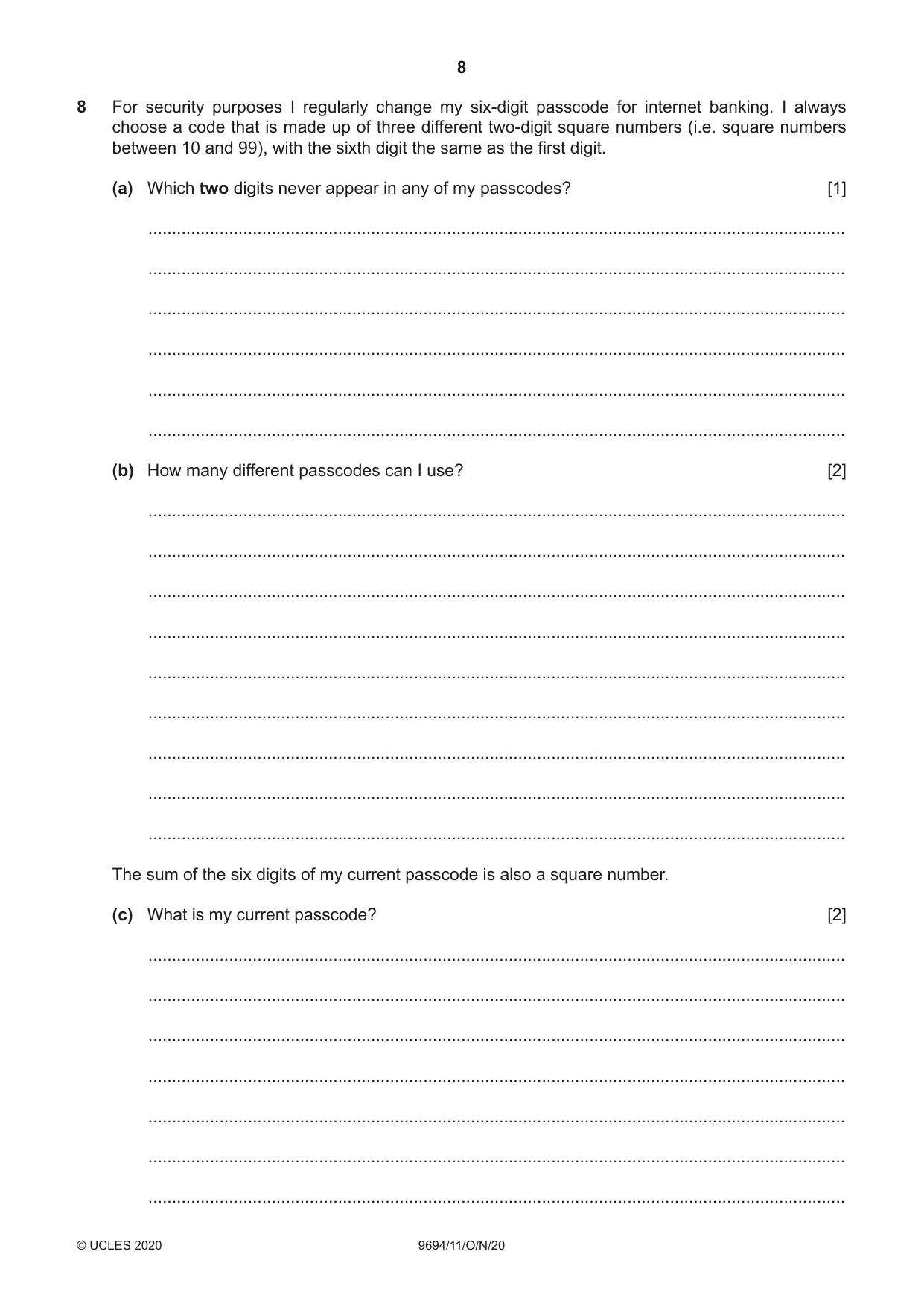Cambridge A Level Thinking Skills 9694 2020 Oct/Nov Paper 1 · Variant 1 question paper, page 8 of 16