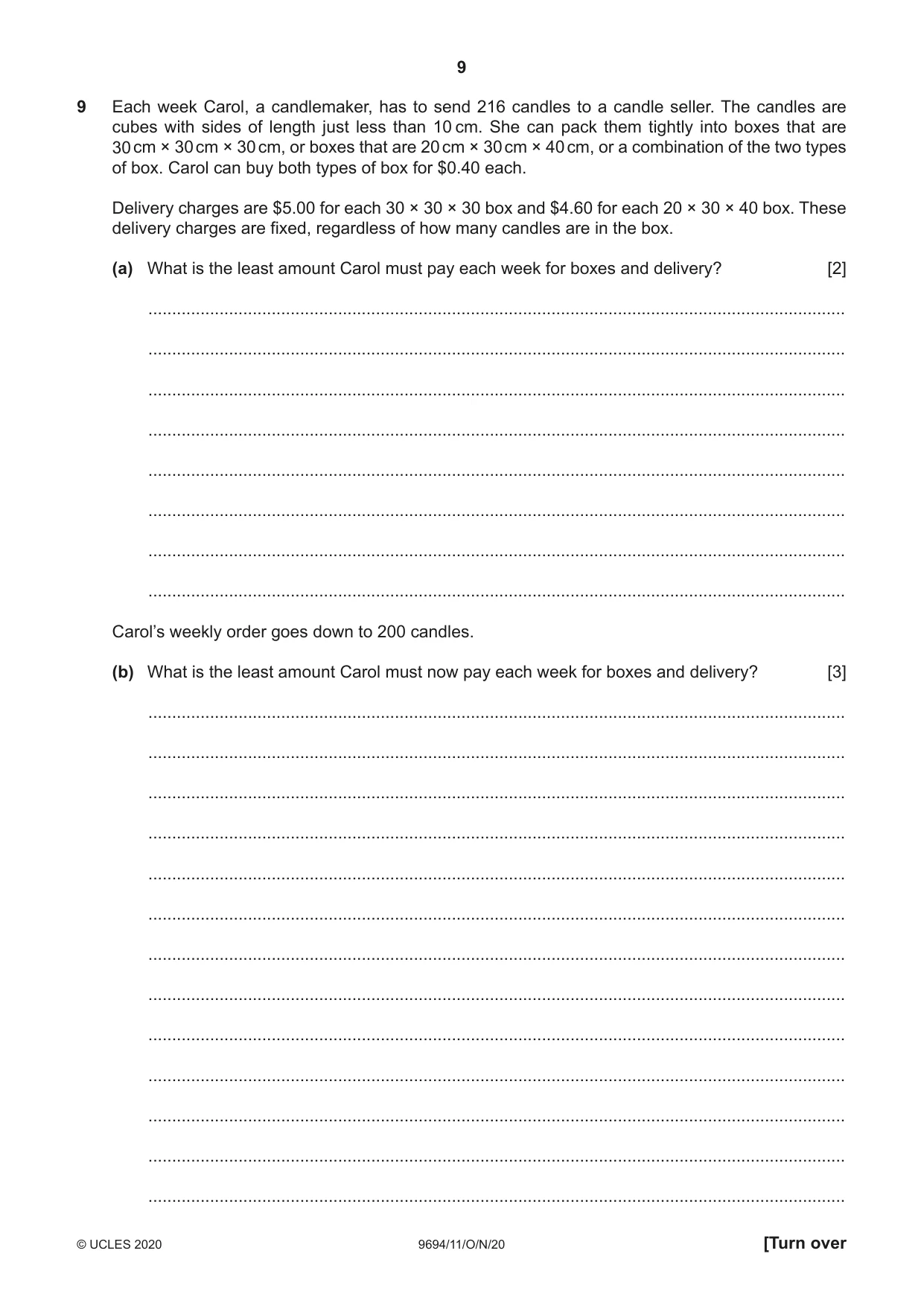 Cambridge A Level Thinking Skills 9694 2020 Oct/Nov Paper 1 · Variant 1 question paper, page 9 of 16