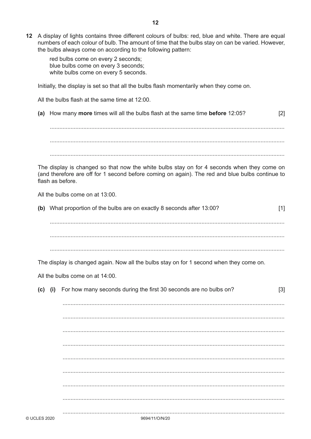 Cambridge A Level Thinking Skills 9694 2020 Oct/Nov Paper 1 · Variant 1 question paper, page 12 of 16