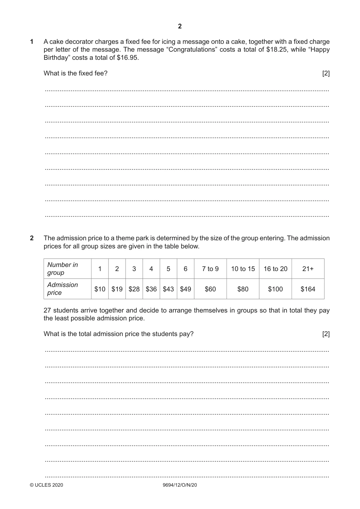 Cambridge A Level Thinking Skills 9694 2020 Oct/Nov Paper 1 · Variant 2 question paper, page 2 of 16