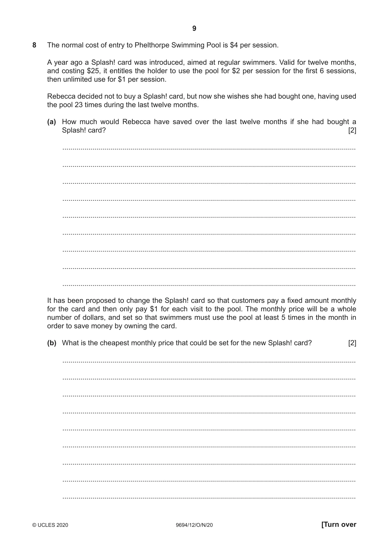 Cambridge A Level Thinking Skills 9694 2020 Oct/Nov Paper 1 · Variant 2 question paper, page 9 of 16