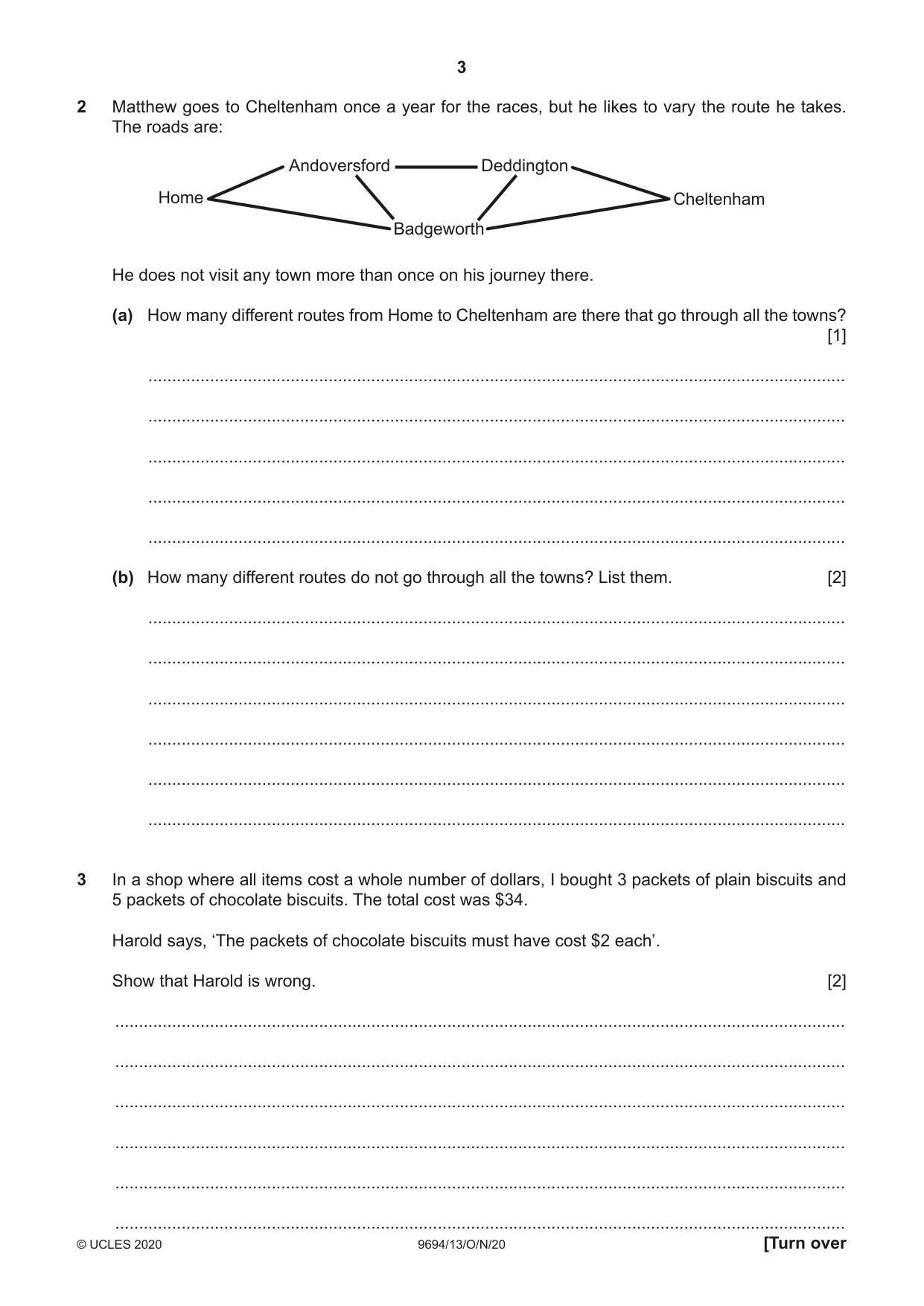 Cambridge A Level Thinking Skills 9694 2020 Oct/Nov Paper 1 · Variant 3 question paper, page 3 of 16