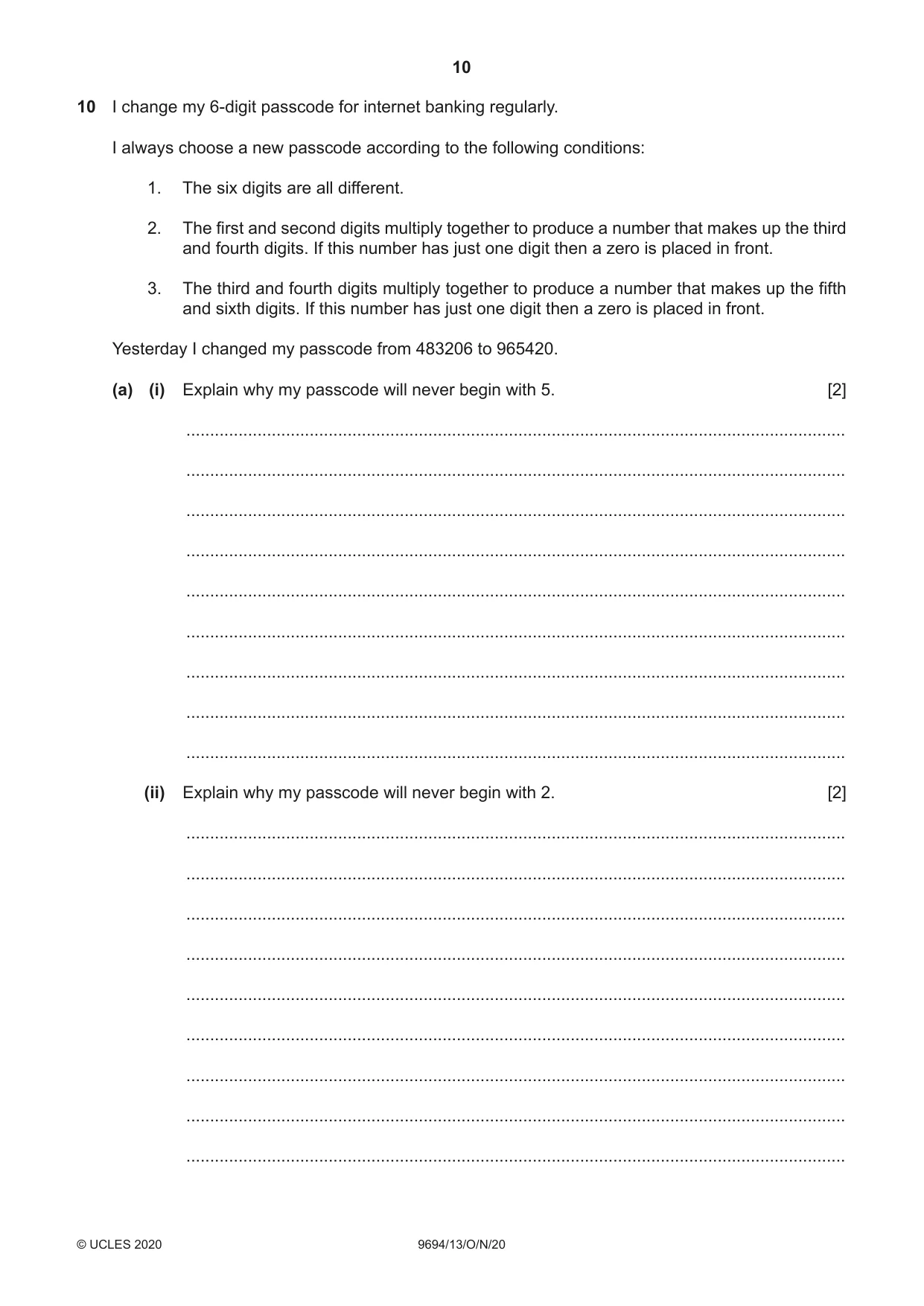 Cambridge A Level Thinking Skills 9694 2020 Oct/Nov Paper 1 · Variant 3 question paper, page 10 of 16