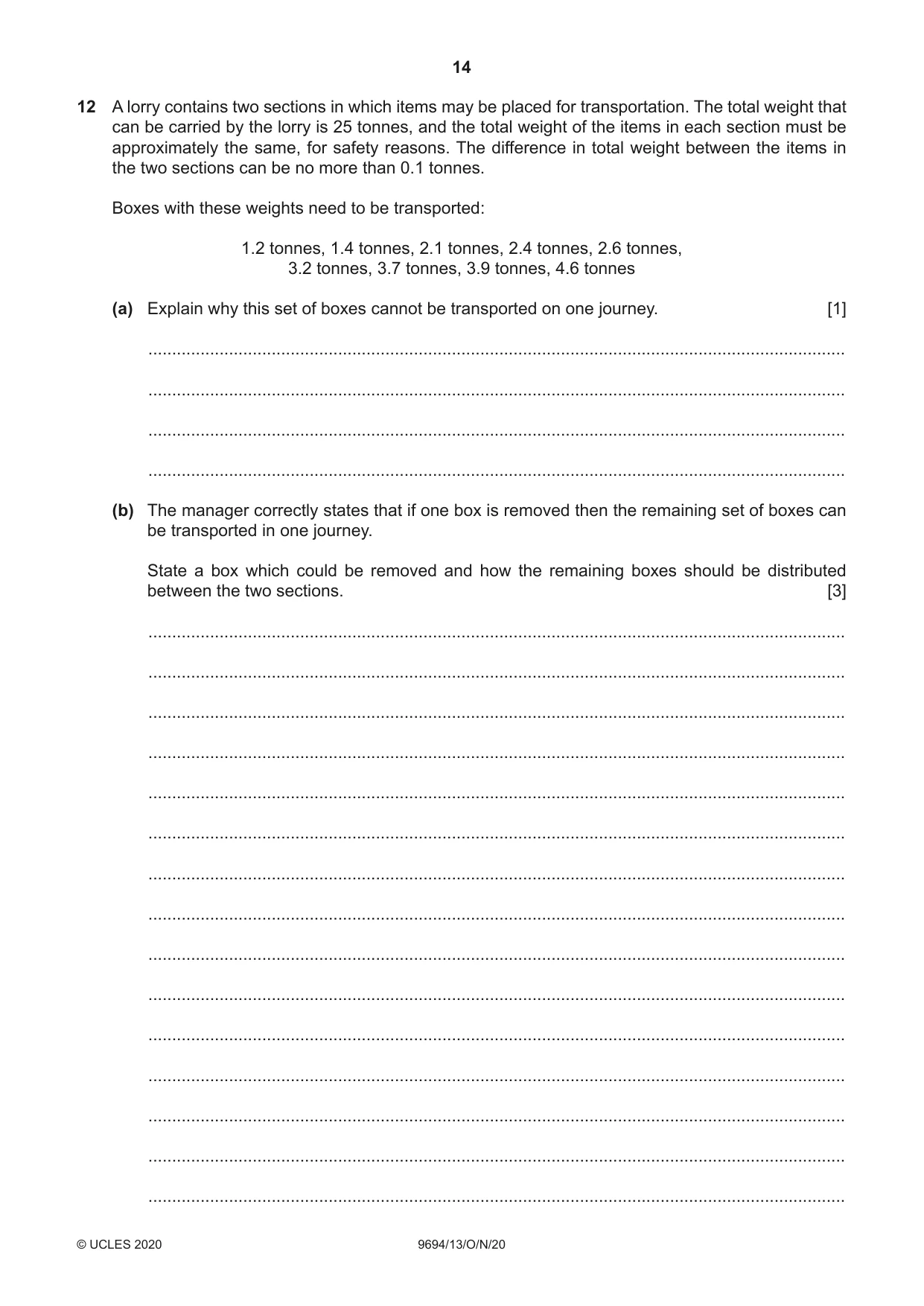 Cambridge A Level Thinking Skills 9694 2020 Oct/Nov Paper 1 · Variant 3 question paper, page 14 of 16