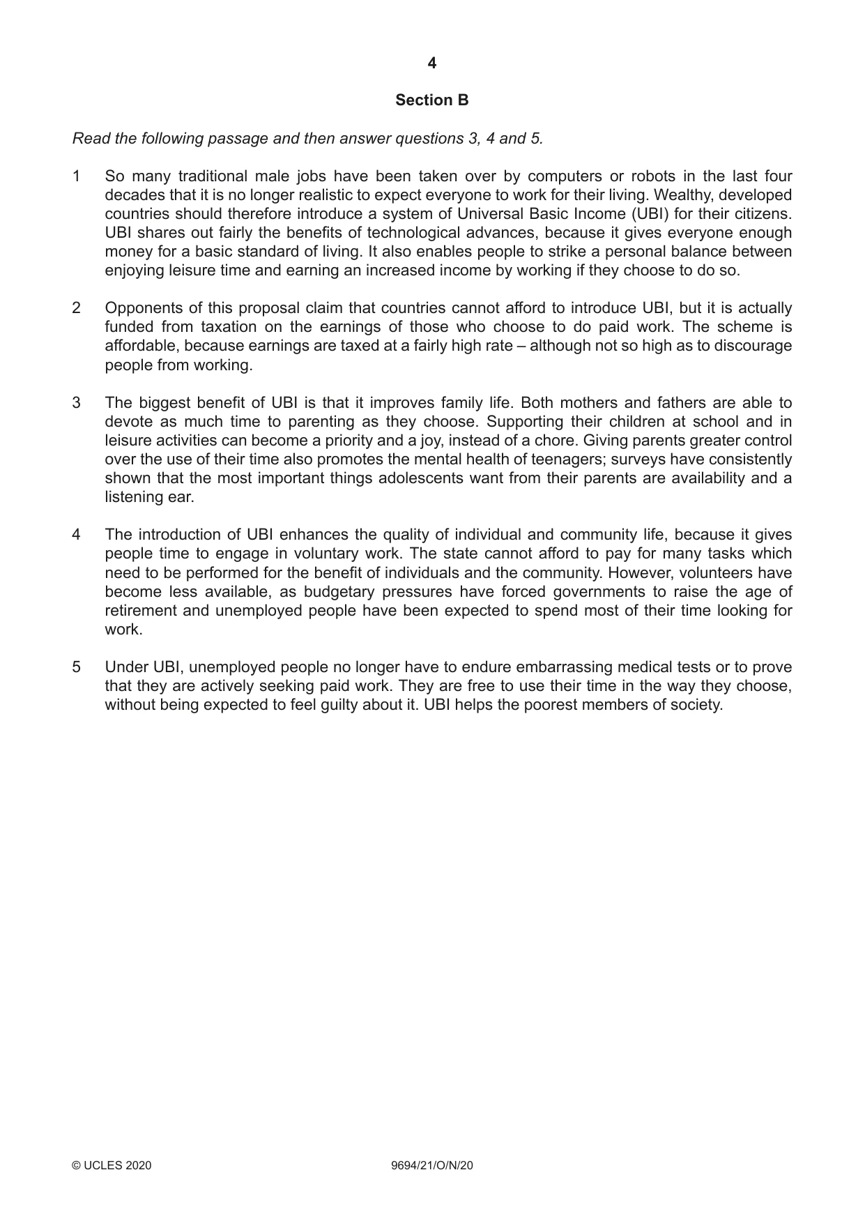 Cambridge A Level Thinking Skills 9694 2020 Oct/Nov Paper 2 · Variant 1 question paper, page 4 of 8