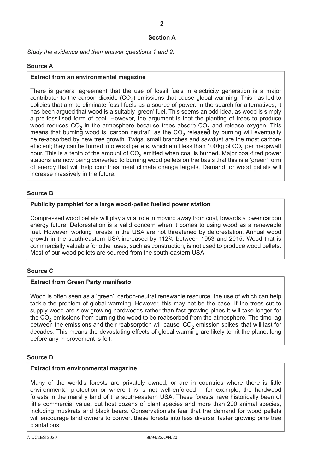 Cambridge A Level Thinking Skills 9694 2020 Oct/Nov Paper 2 · Variant 2 question paper, page 2 of 8