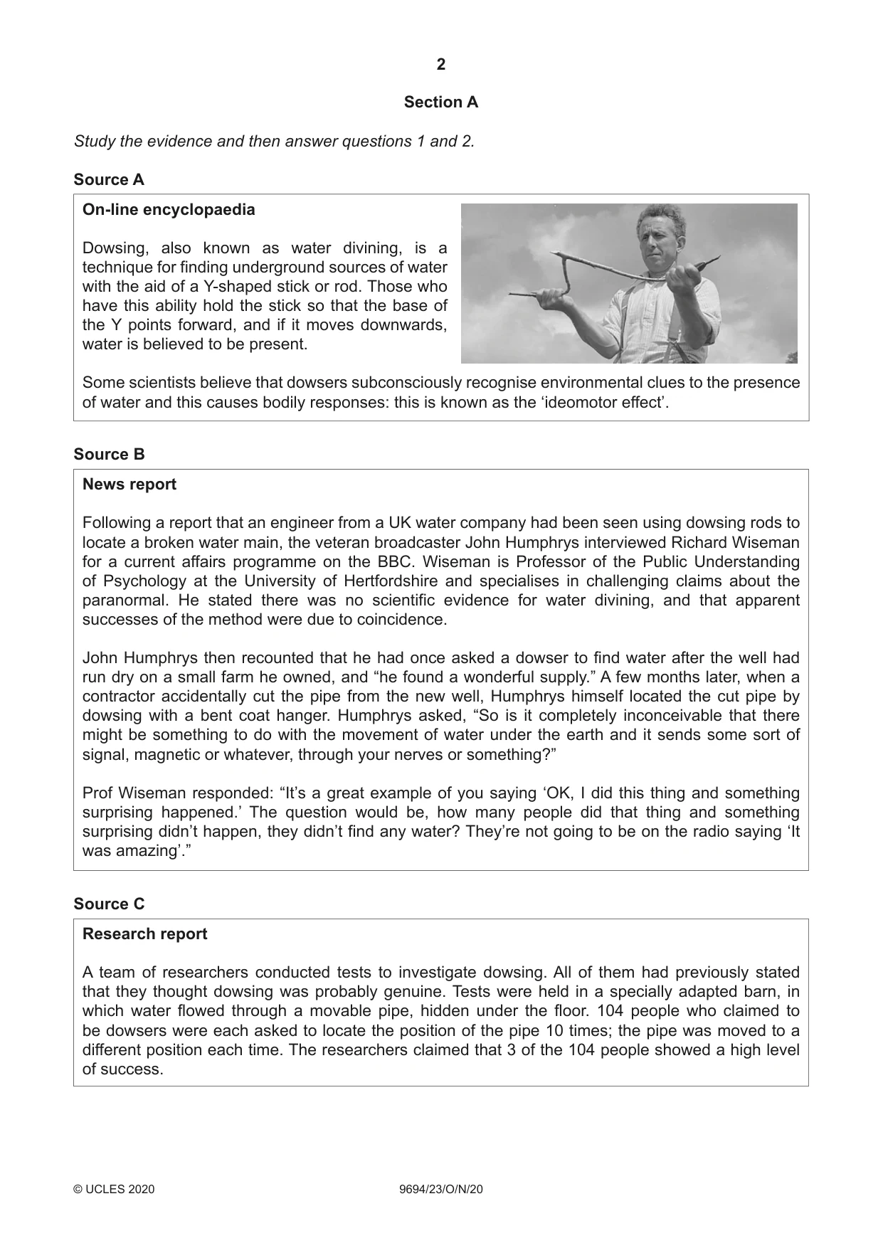Cambridge A Level Thinking Skills 9694 2020 Oct/Nov Paper 2 · Variant 3 question paper, page 2 of 8