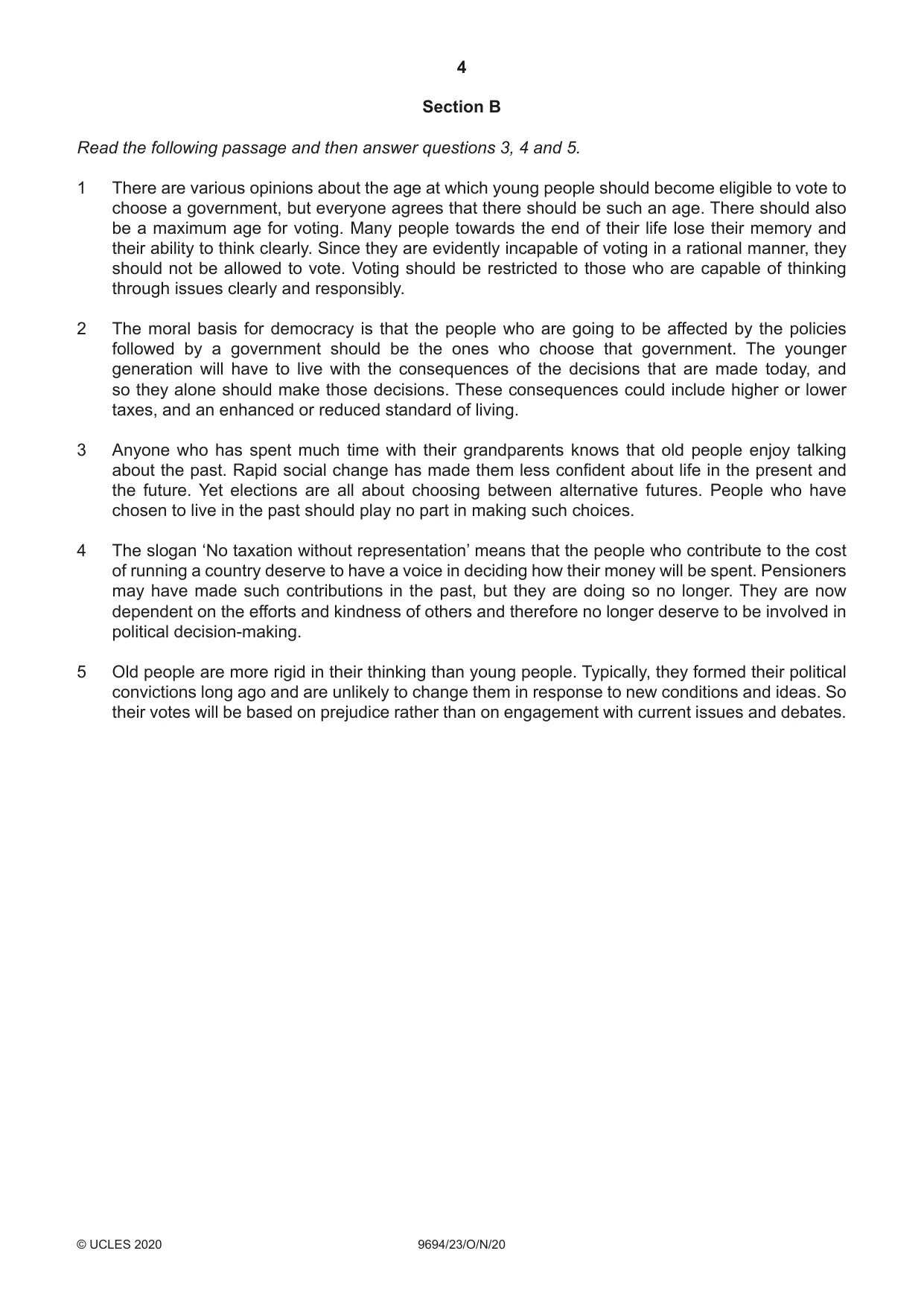 Cambridge A Level Thinking Skills 9694 2020 Oct/Nov Paper 2 · Variant 3 question paper, page 4 of 8
