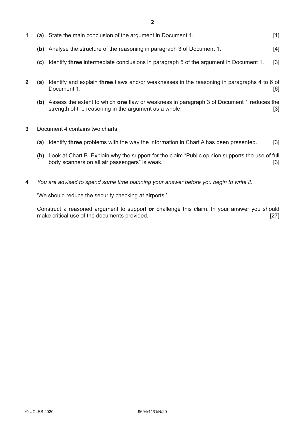 Cambridge A Level Thinking Skills 9694 2020 Oct/Nov Paper 4 · Variant 1 question paper, page 2 of 8