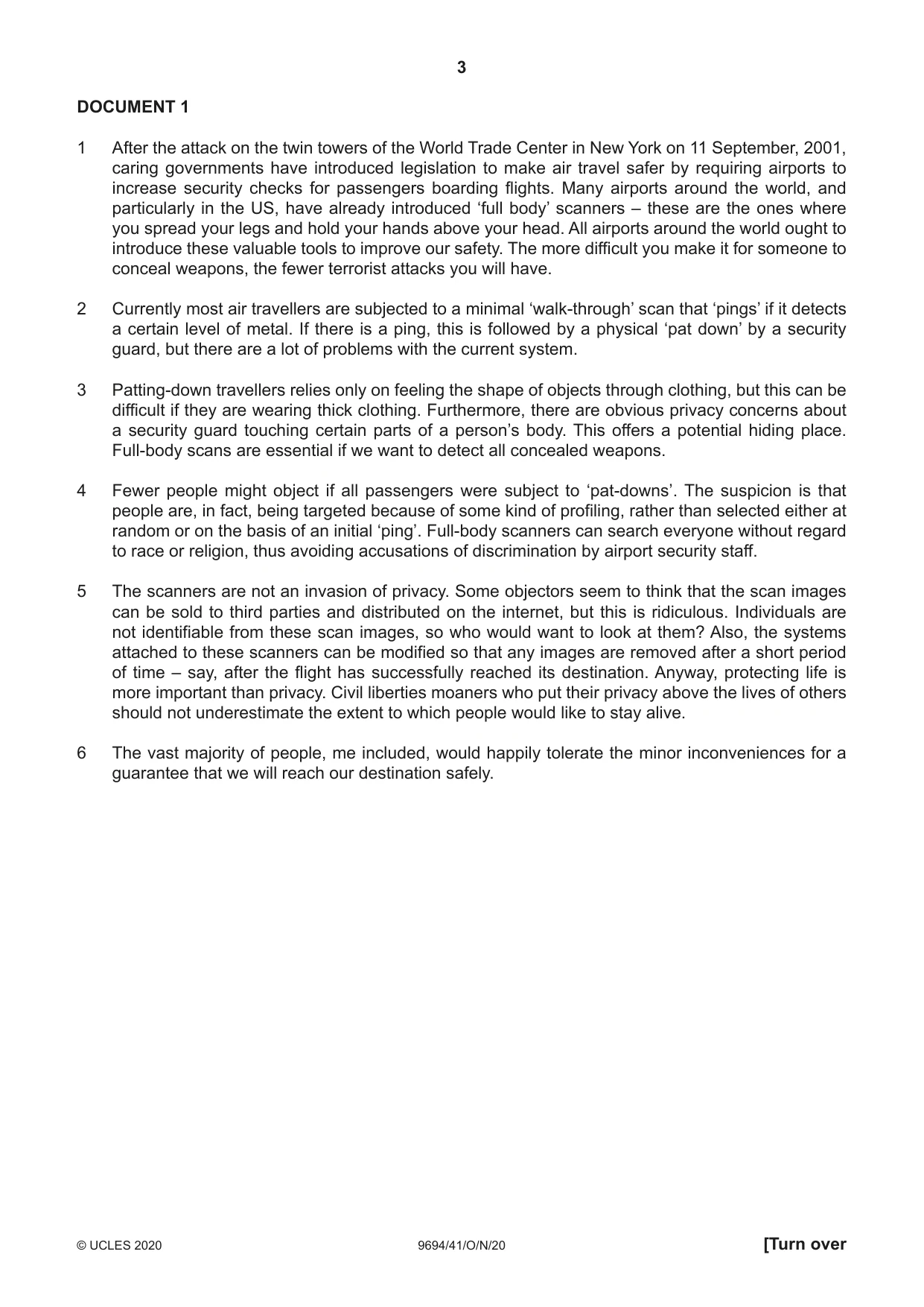 Cambridge A Level Thinking Skills 9694 2020 Oct/Nov Paper 4 · Variant 1 question paper, page 3 of 8