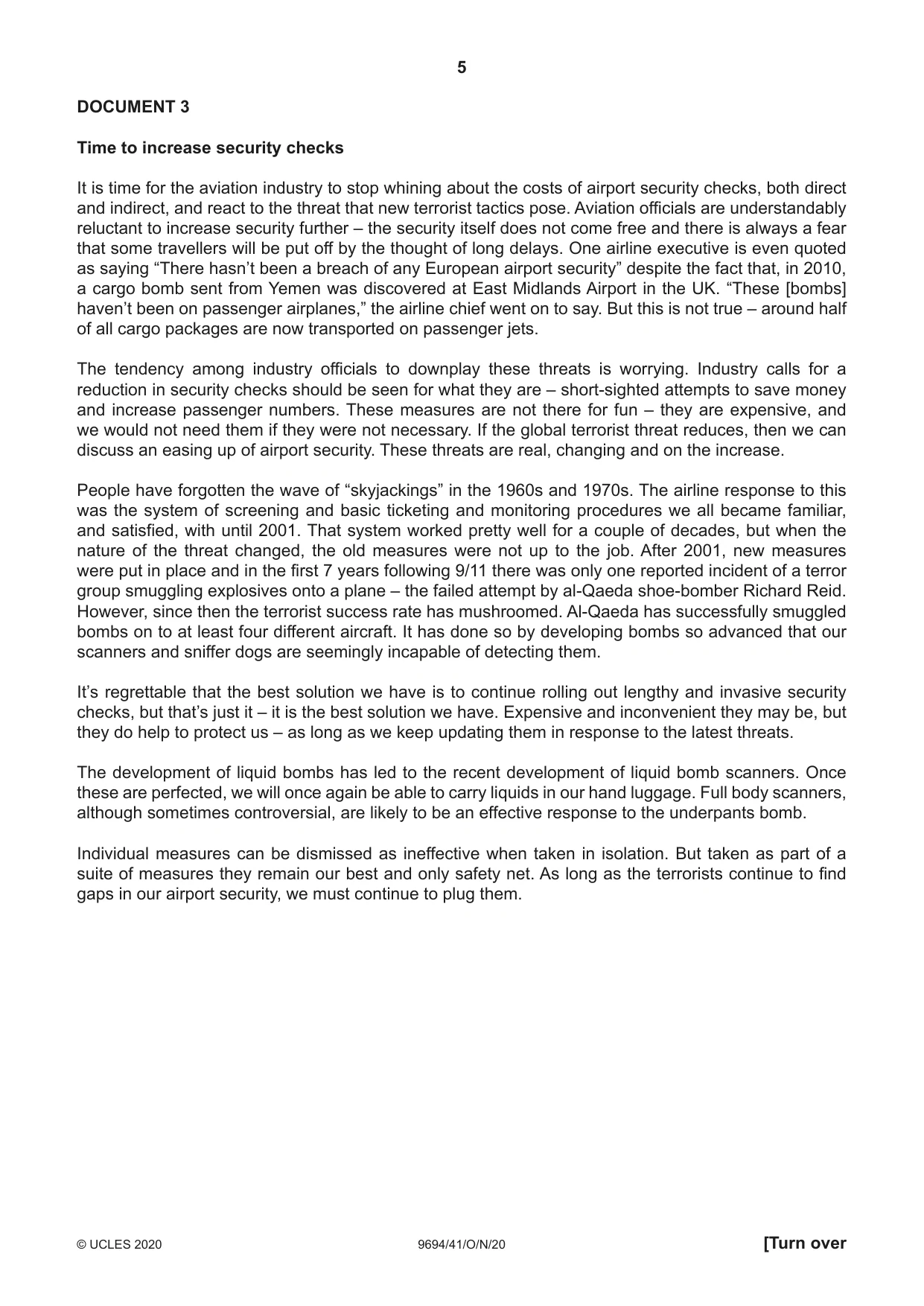 Cambridge A Level Thinking Skills 9694 2020 Oct/Nov Paper 4 · Variant 1 question paper, page 5 of 8