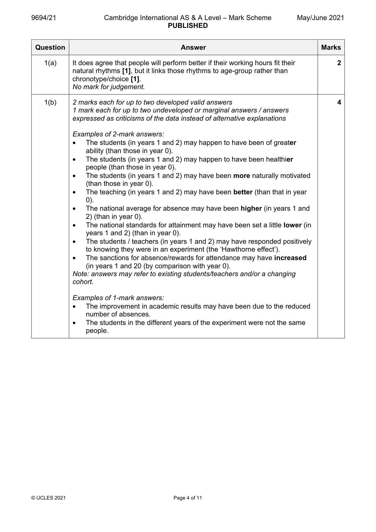 Mark scheme, page 4 of 11