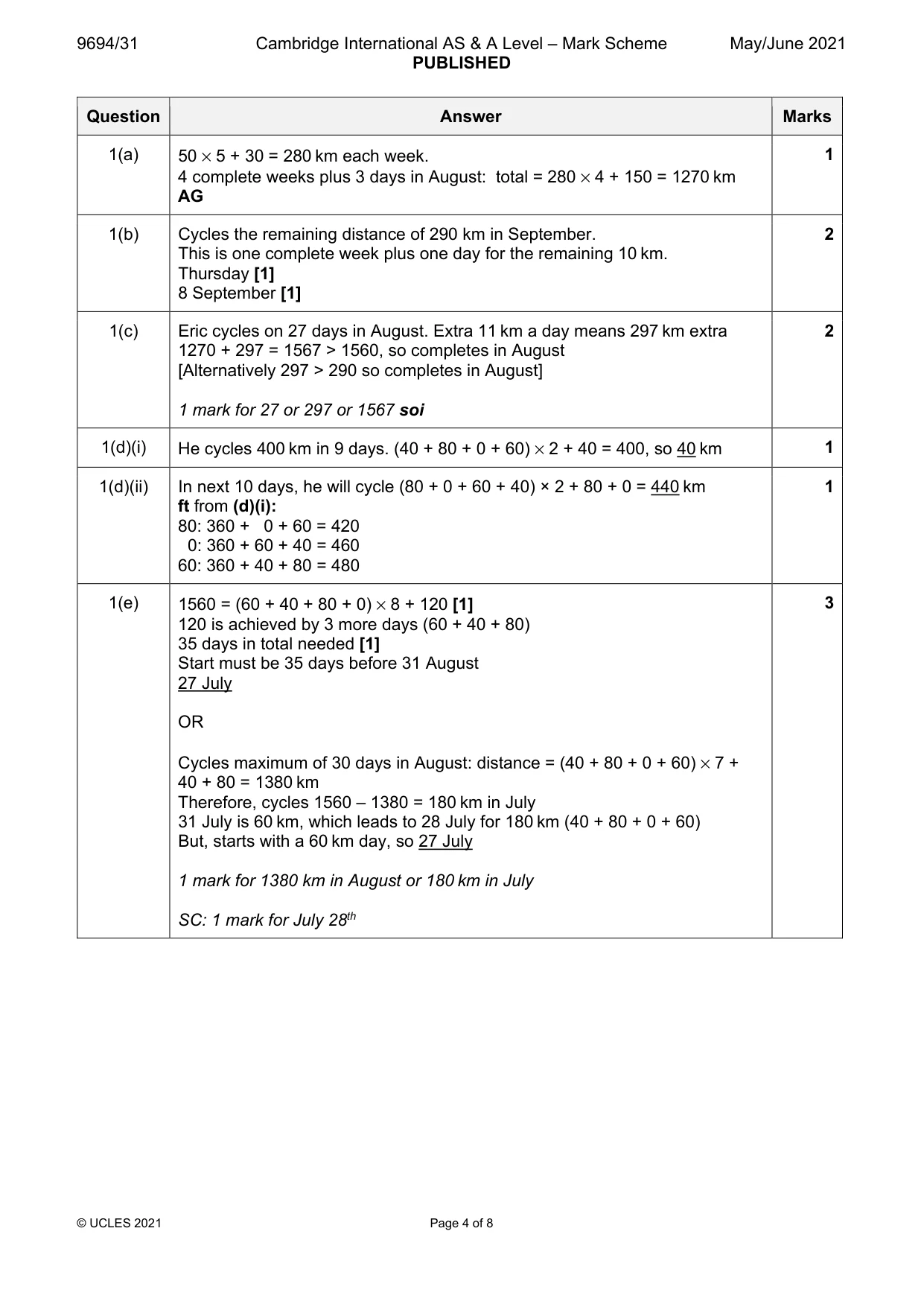 Mark scheme, page 4 of 8